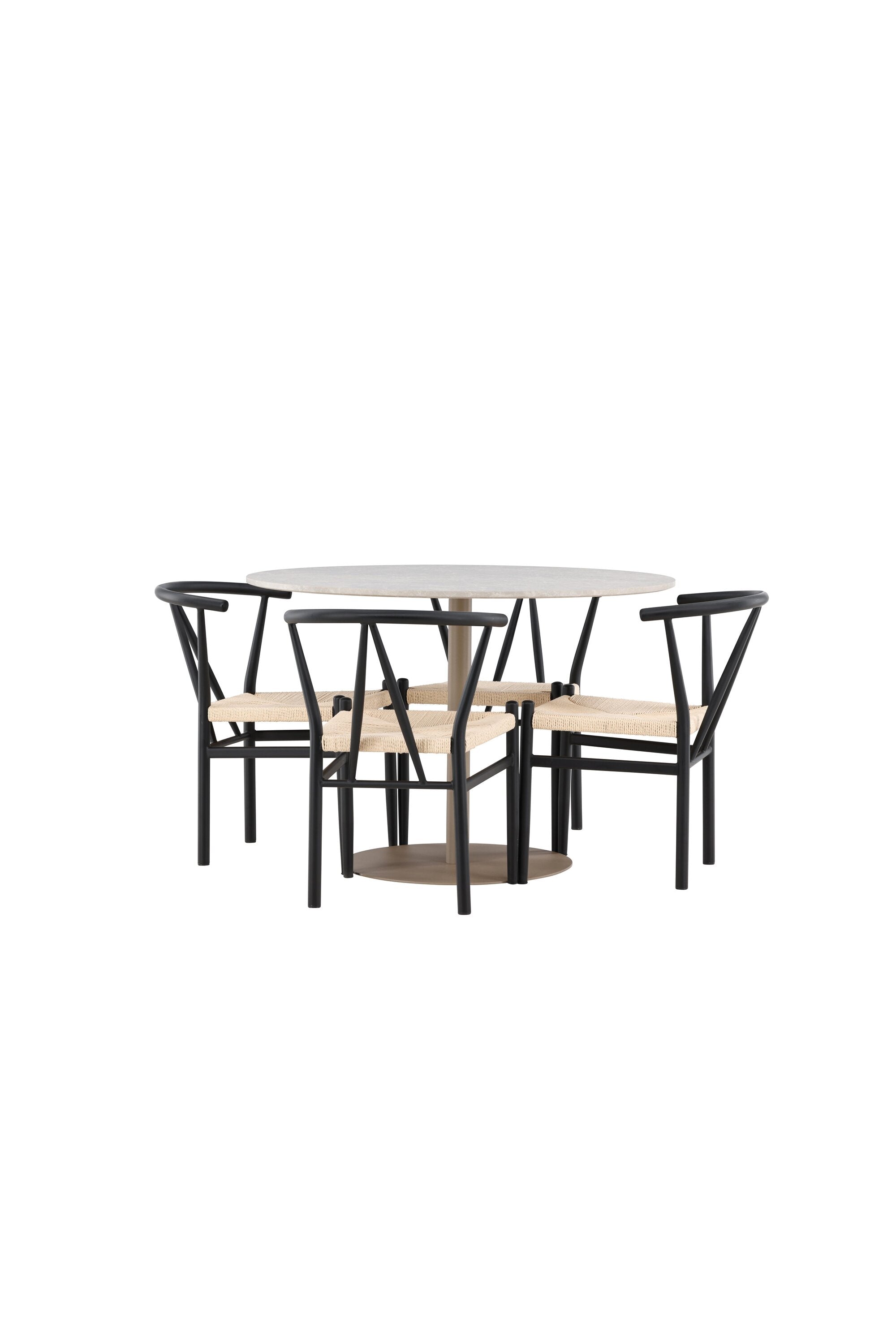 Elegantes Esstischset bestehend aus dem Lycke Esstisch und den Alfons Esszimmerstühlen, ideal für moderne Wohnräume.