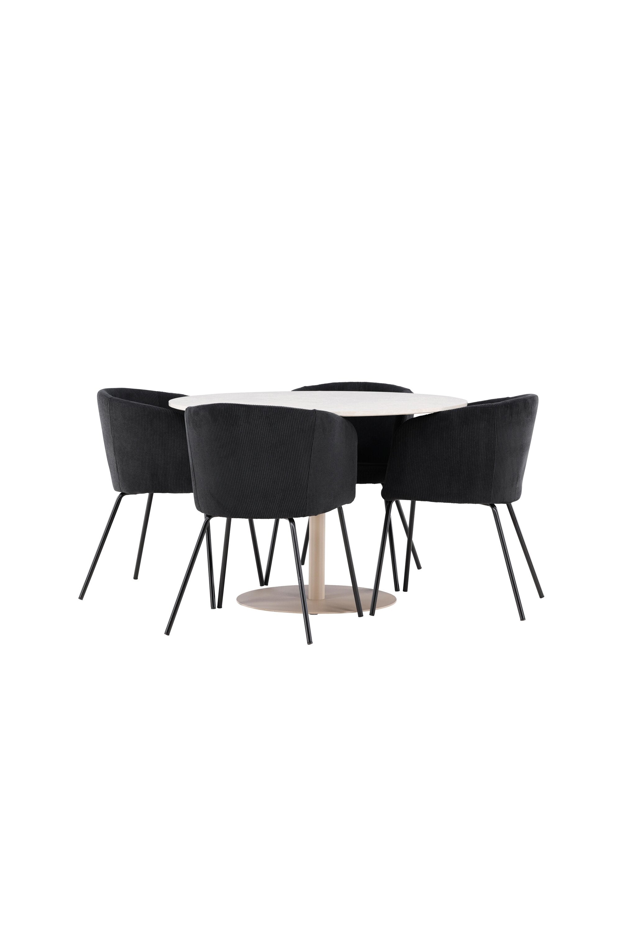 Modernes Esstischset mit dem Lycke Esstisch und den stilvollen Berit Stühlen von Venture Home, ideal für gemütliche Esszimmer.