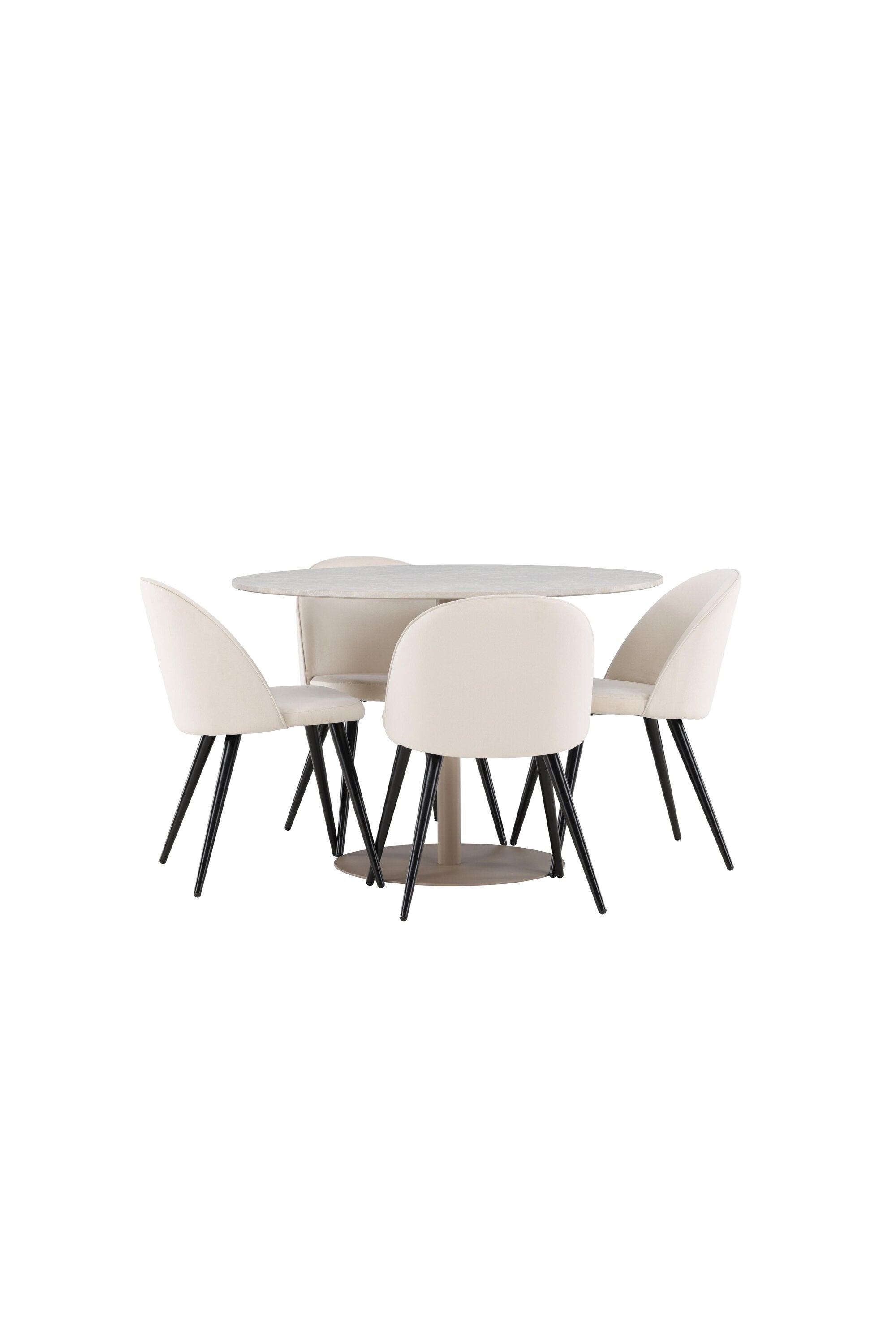 Esszimmerset Copenhagen + Petra mit runder Tischplatte ⌀140cm und 6 Stühlen, modernes Design von Venture Home, ideal für stilvolle Essbereiche.