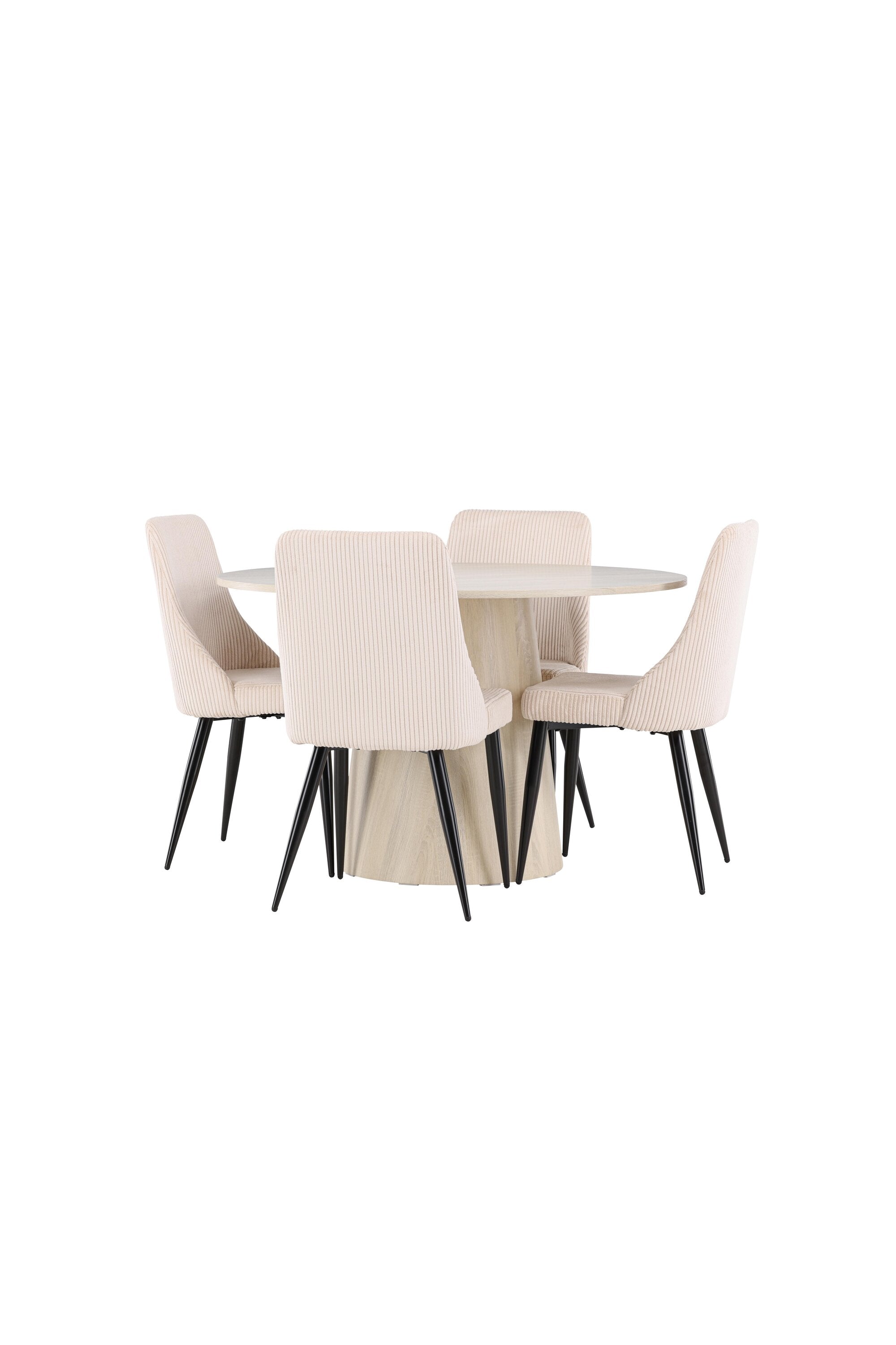 Elegantes Esstischset bestehend aus dem Lanzo Esstisch und Leone Stühlen, ideal für moderne Esszimmergestaltung und gesellige Runden.