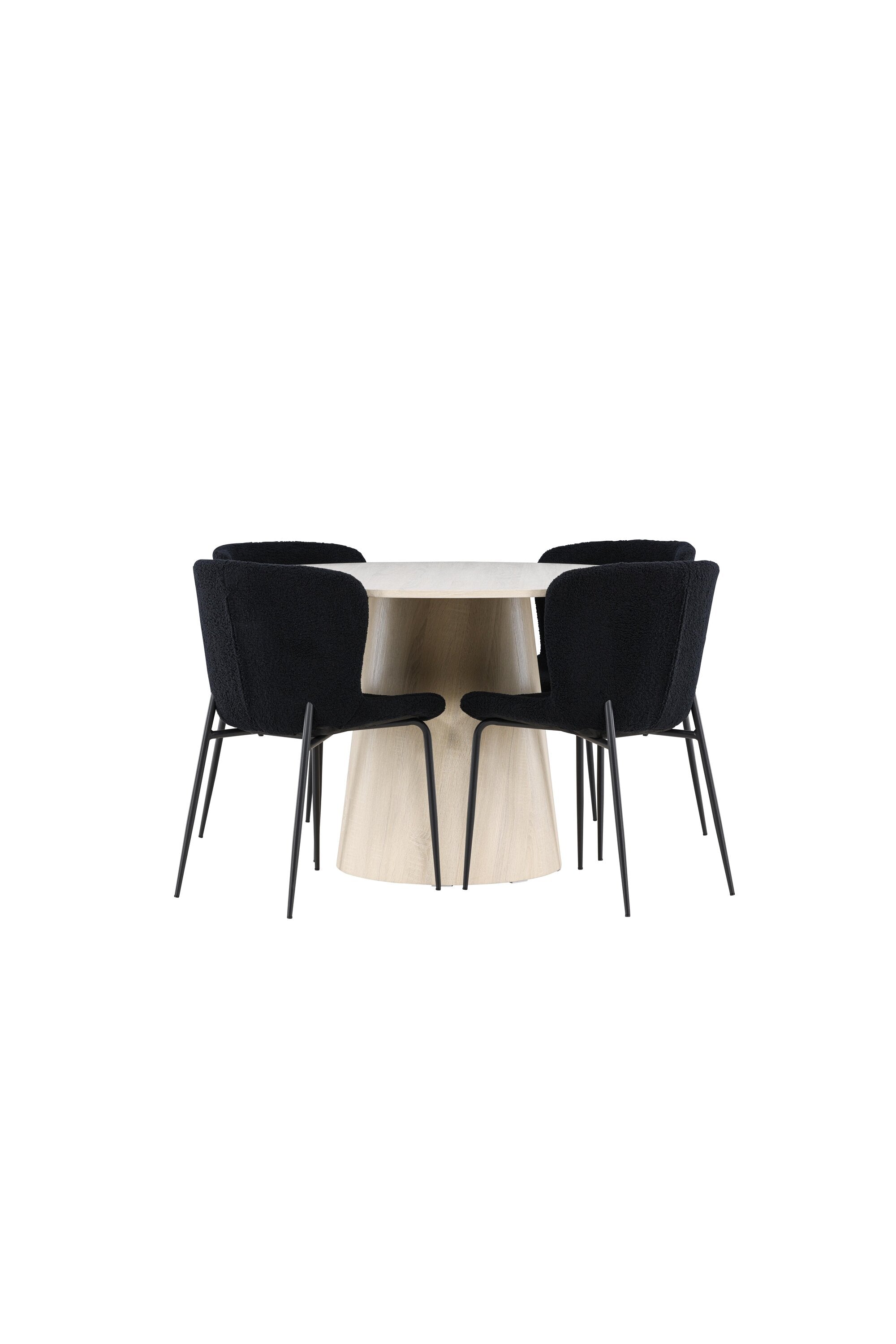 Elegantes Esstischset bestehend aus dem Lanzo Esstisch und den Modesto Esszimmerstühlen, ideal für ein modernes Esszimmerambiente.