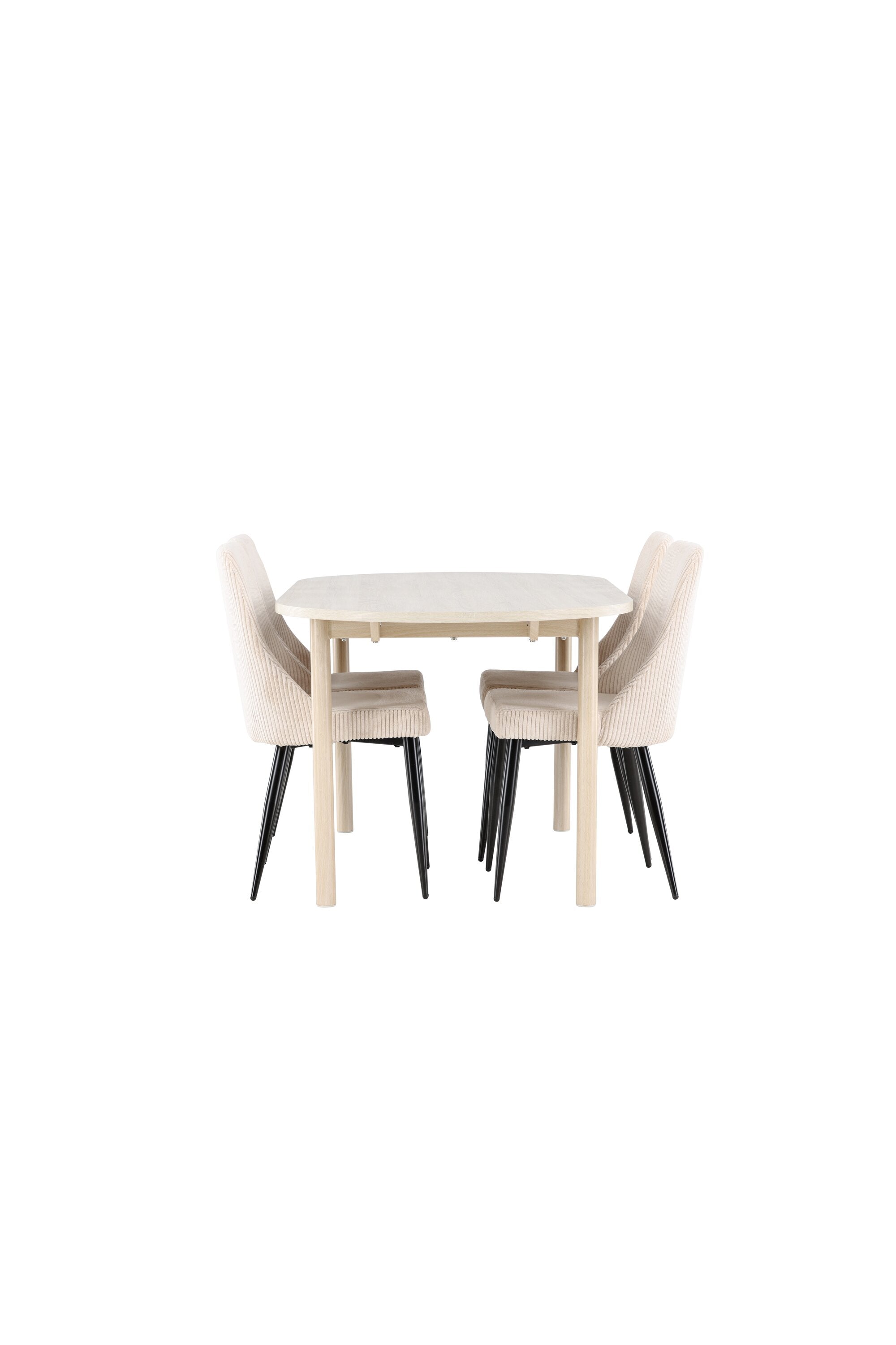 Elegantes Esstischset bestehend aus dem Andy Esstisch und Leone Stühlen, ideal für einladende Essbereiche und gemütliche Zusammenkünfte.
