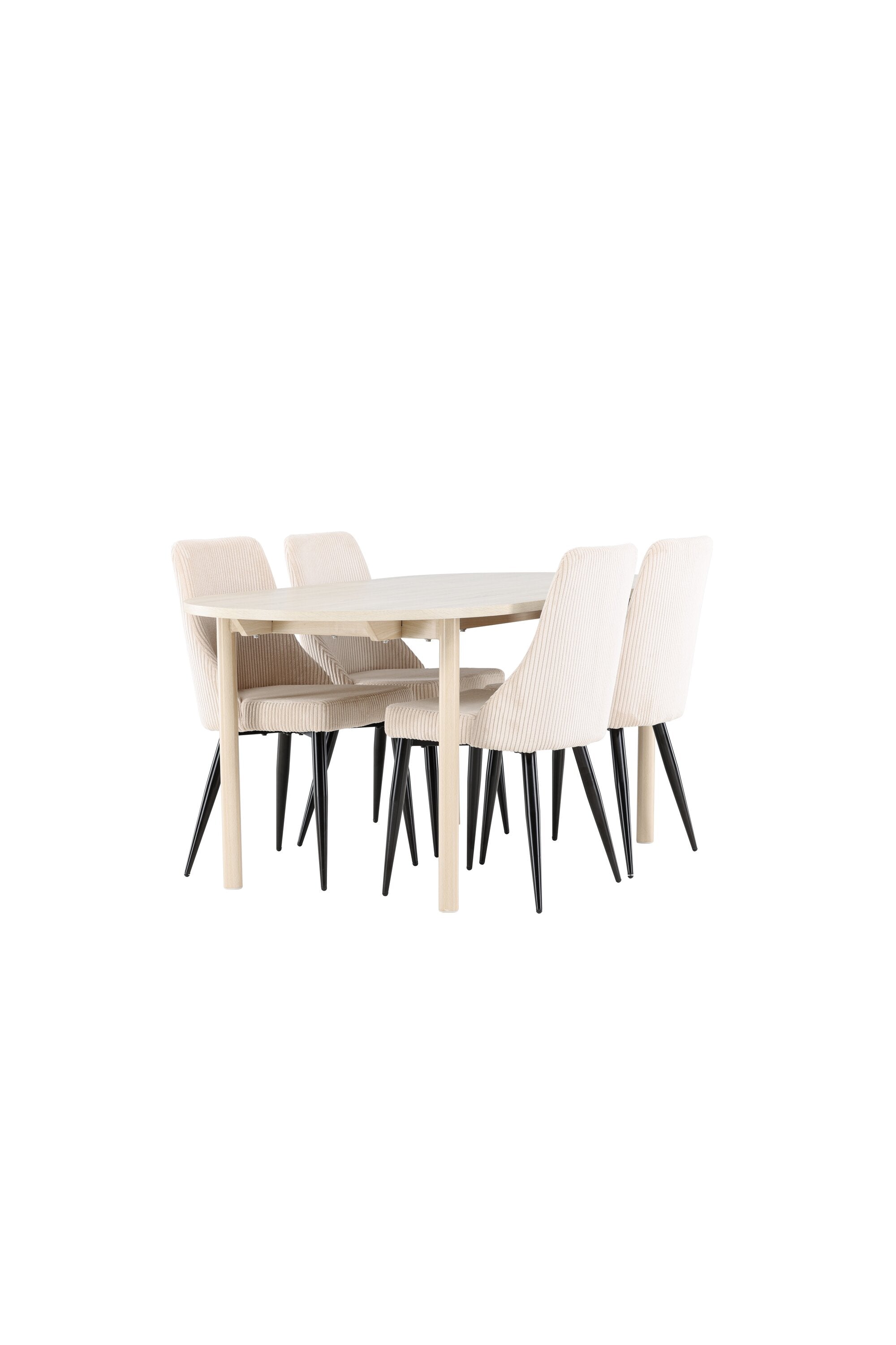 Stilvolles Esstischset mit dem Andy Esstisch und Leone Stühlen, perfekt für moderne Esszimmer und gesellige Zusammenkünfte.