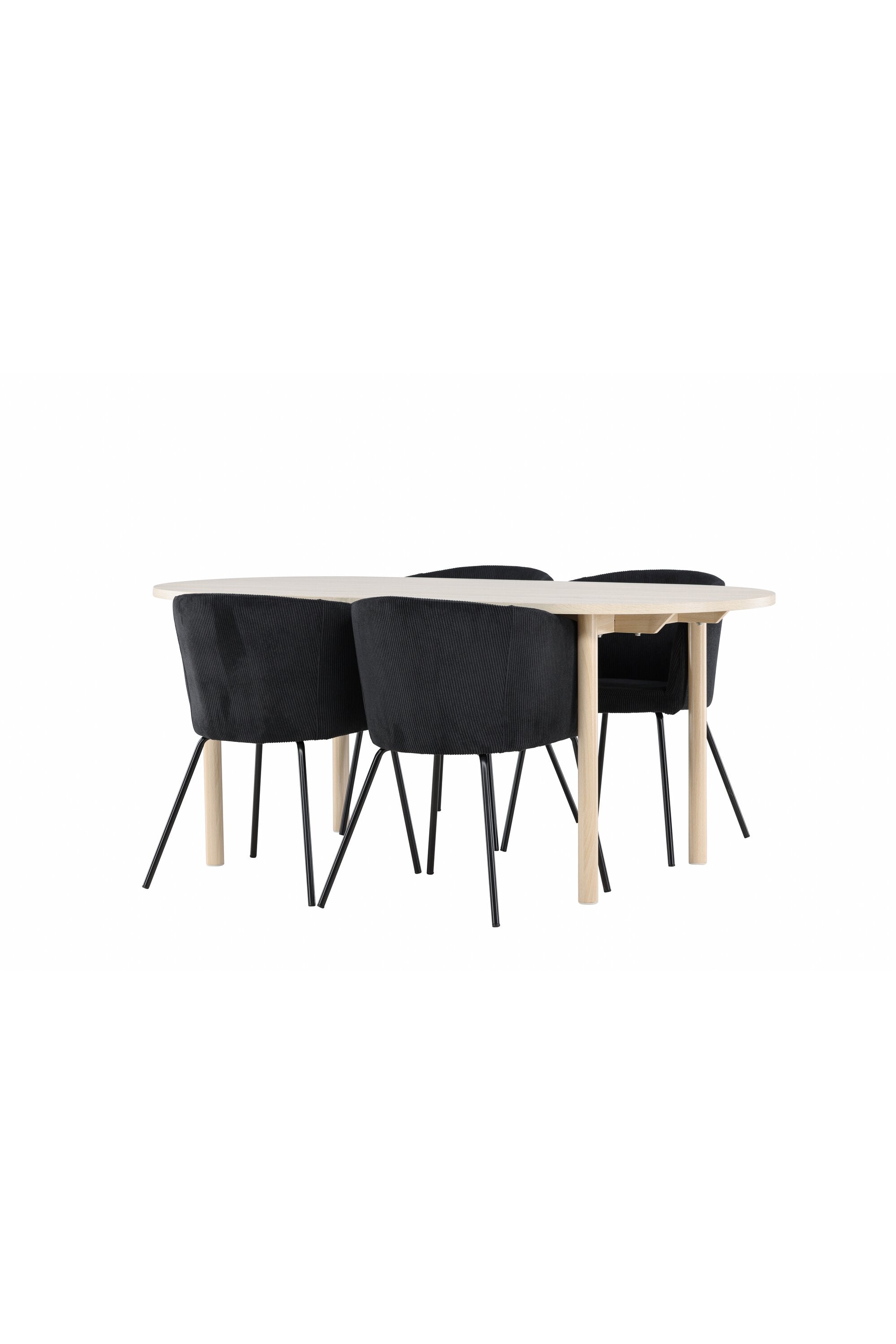 Elegantes Esstischset bestehend aus dem Andy Esstisch und den Berit Esszimmerstühlen von Venture Home, ideal für moderne Wohnräume.