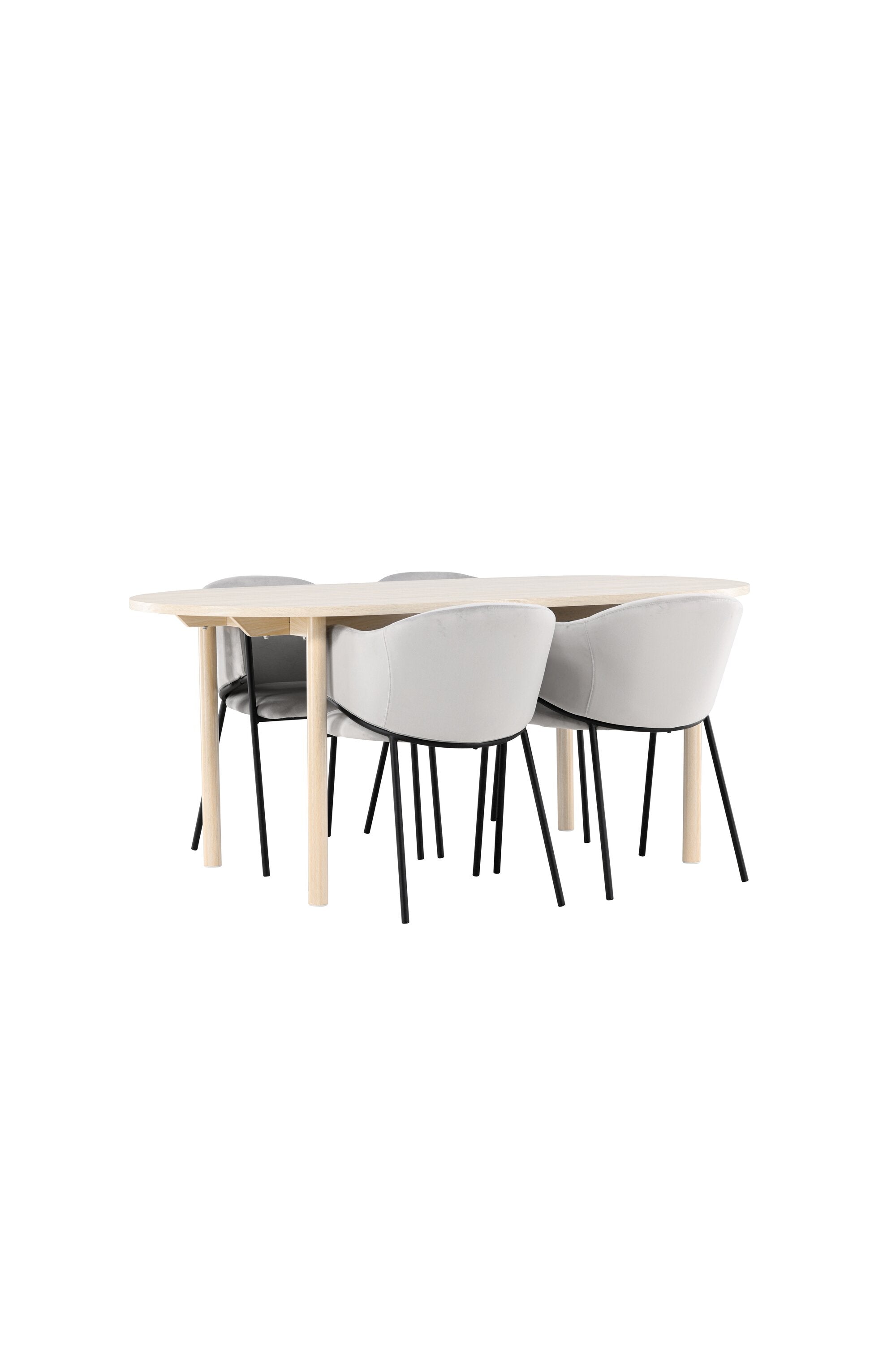Elegantes Esstischset bestehend aus dem Andy Esstisch und den stilvollen Evelina Stühlen von Venture Home, perfekt für moderne Esszimmer.