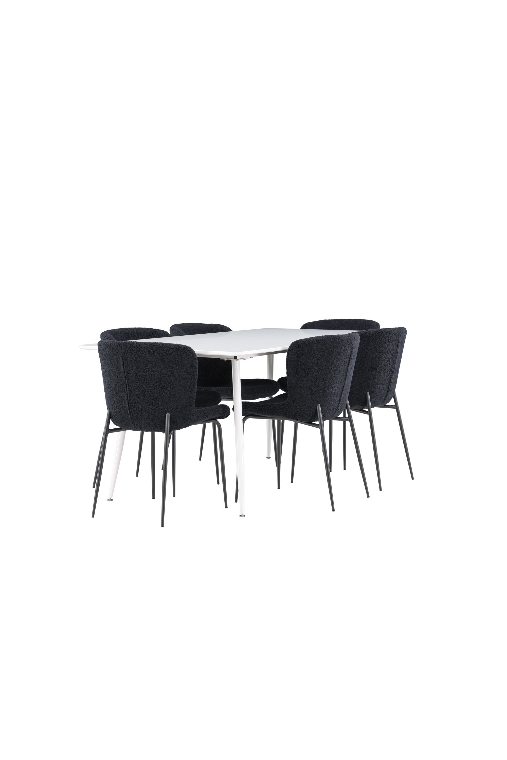 Modernes Esstischset mit Silar Tisch und Modesto Stühlen, perfekt für stilvolle Essbereiche und gesellige Runden.