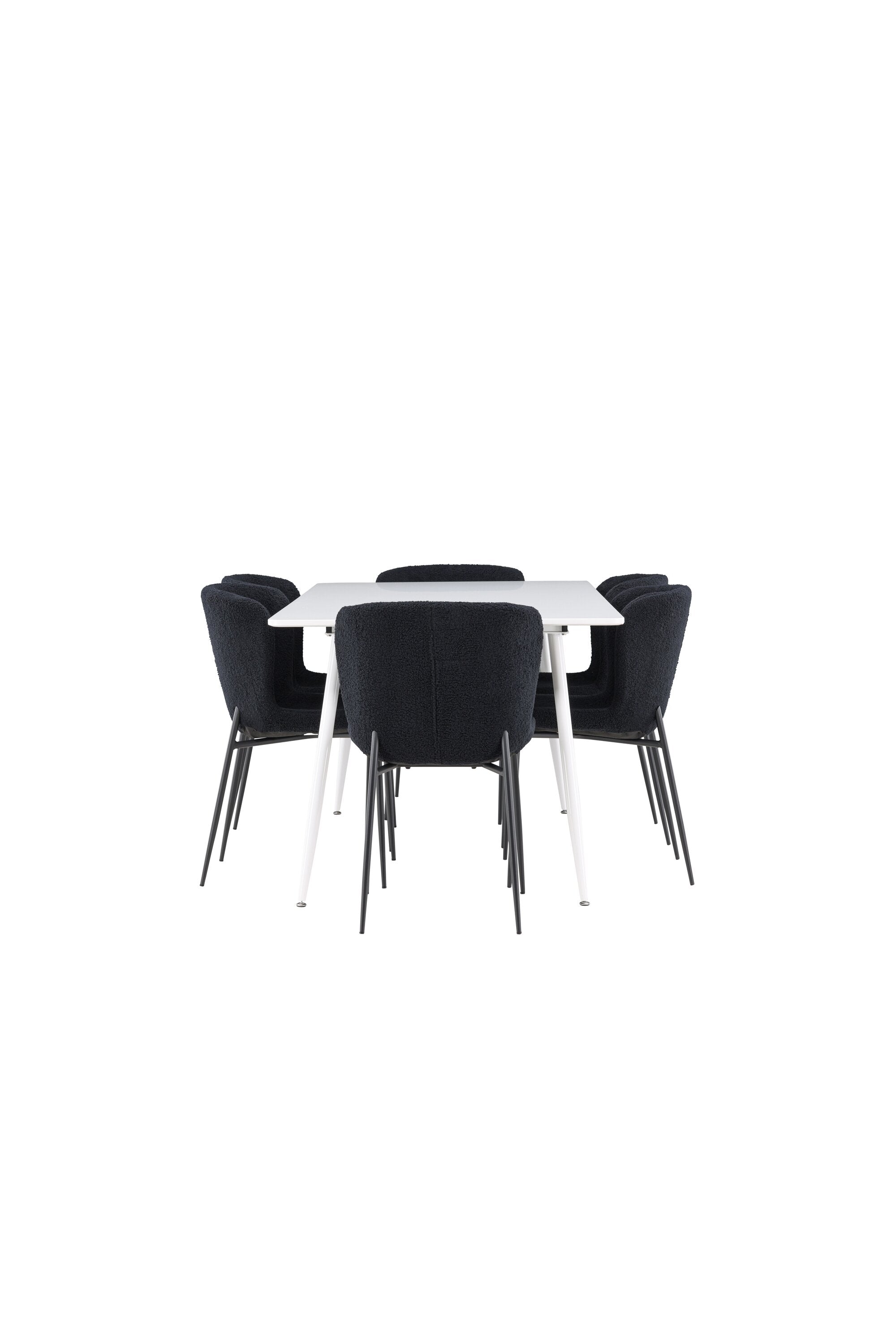 Elegantes Esstischset bestehend aus dem Silar Esstisch und den Modesto Esszimmerstühlen, ideal für stilvolle Essbereiche.
