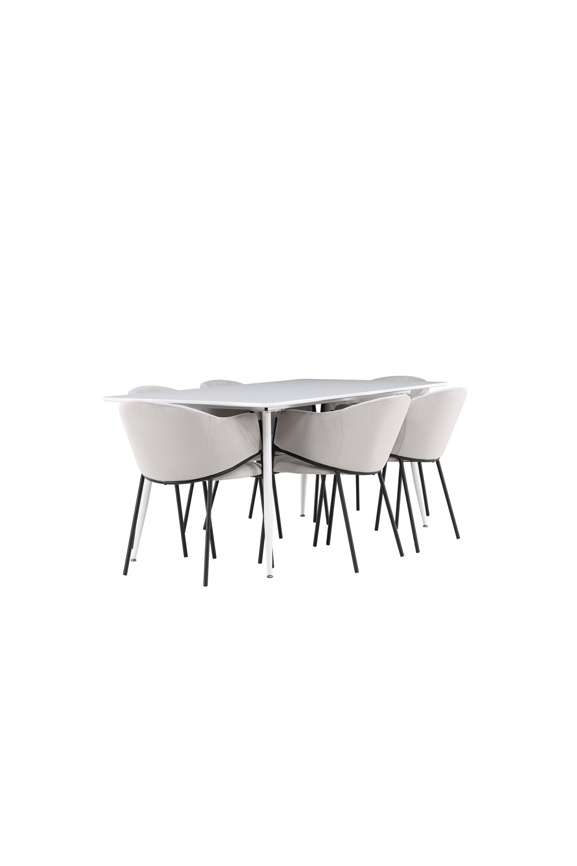Modernes Esstischset mit Silar Tisch und Evelina Stühlen von Venture Home, ideal für stilvolle Essbereiche und gesellige Runden.