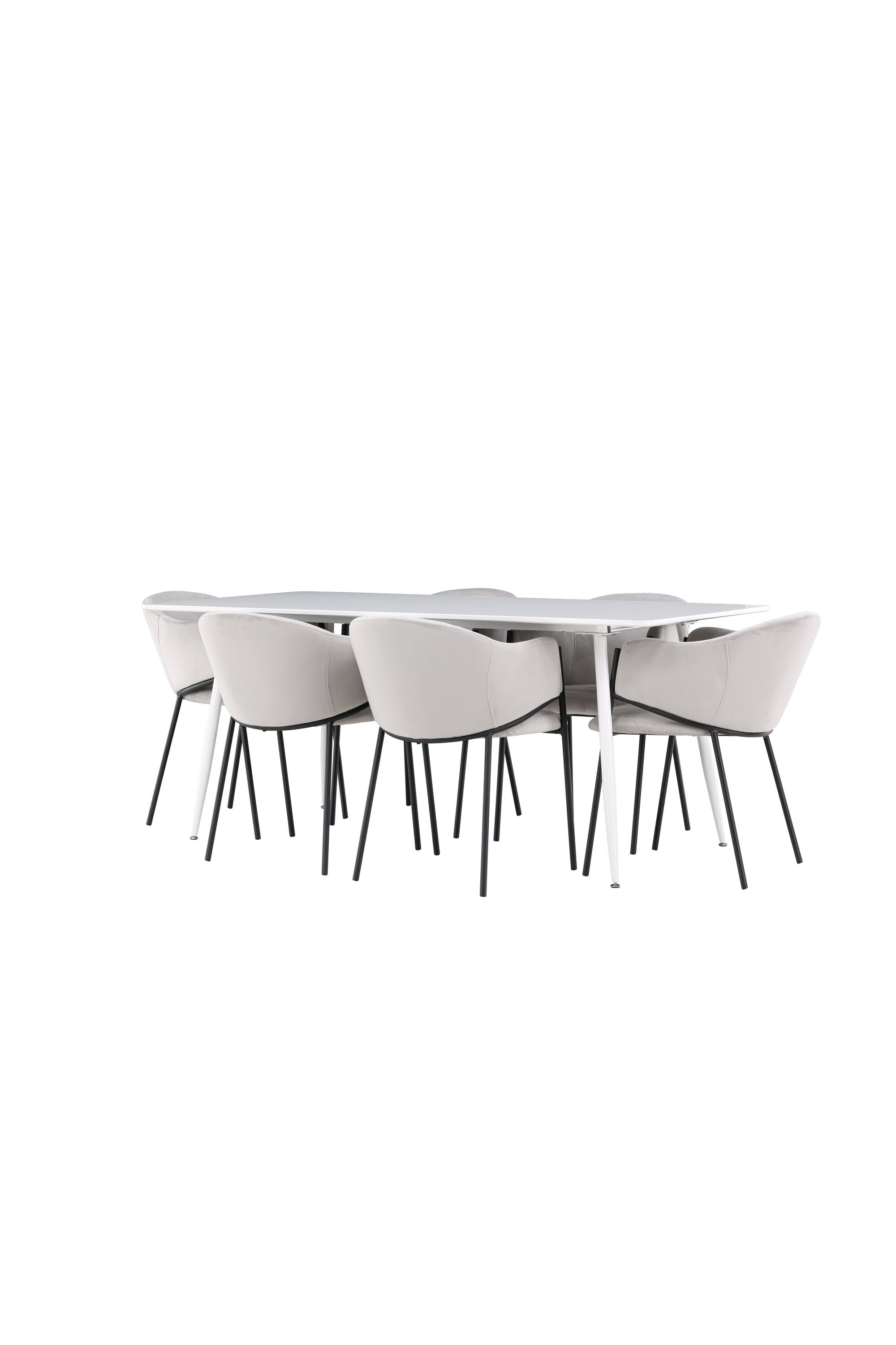 Elegantes Esstischset bestehend aus dem Silar Tisch und den geschmackvollen Evelina Stühlen von Venture Home, perfekt für stilvolle Essbereiche.
