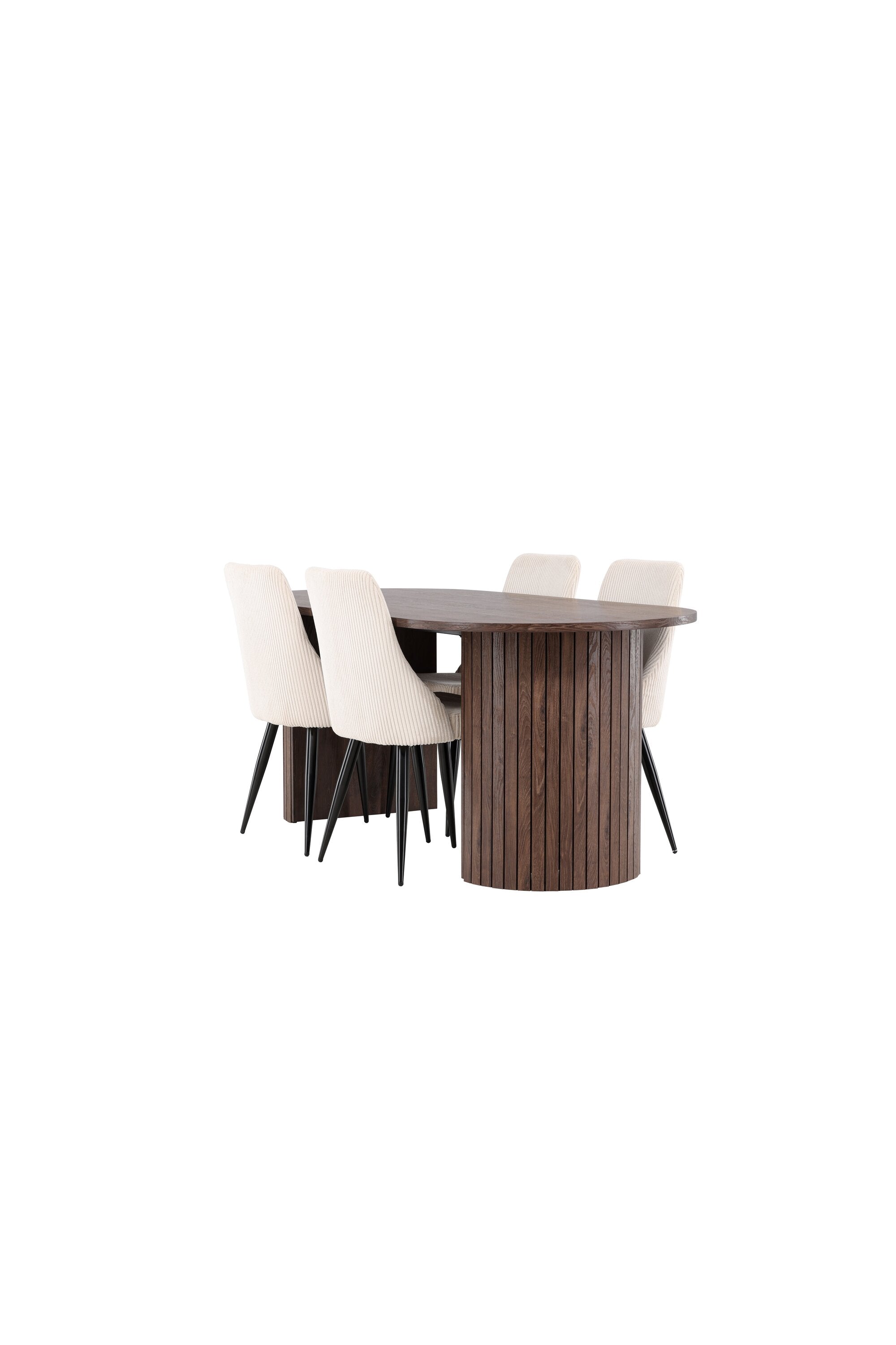 Modernes Esstischset mit dem Härön Esstisch und Leone Stühlen, perfekt für einladende und stilvolle Esszimmer.