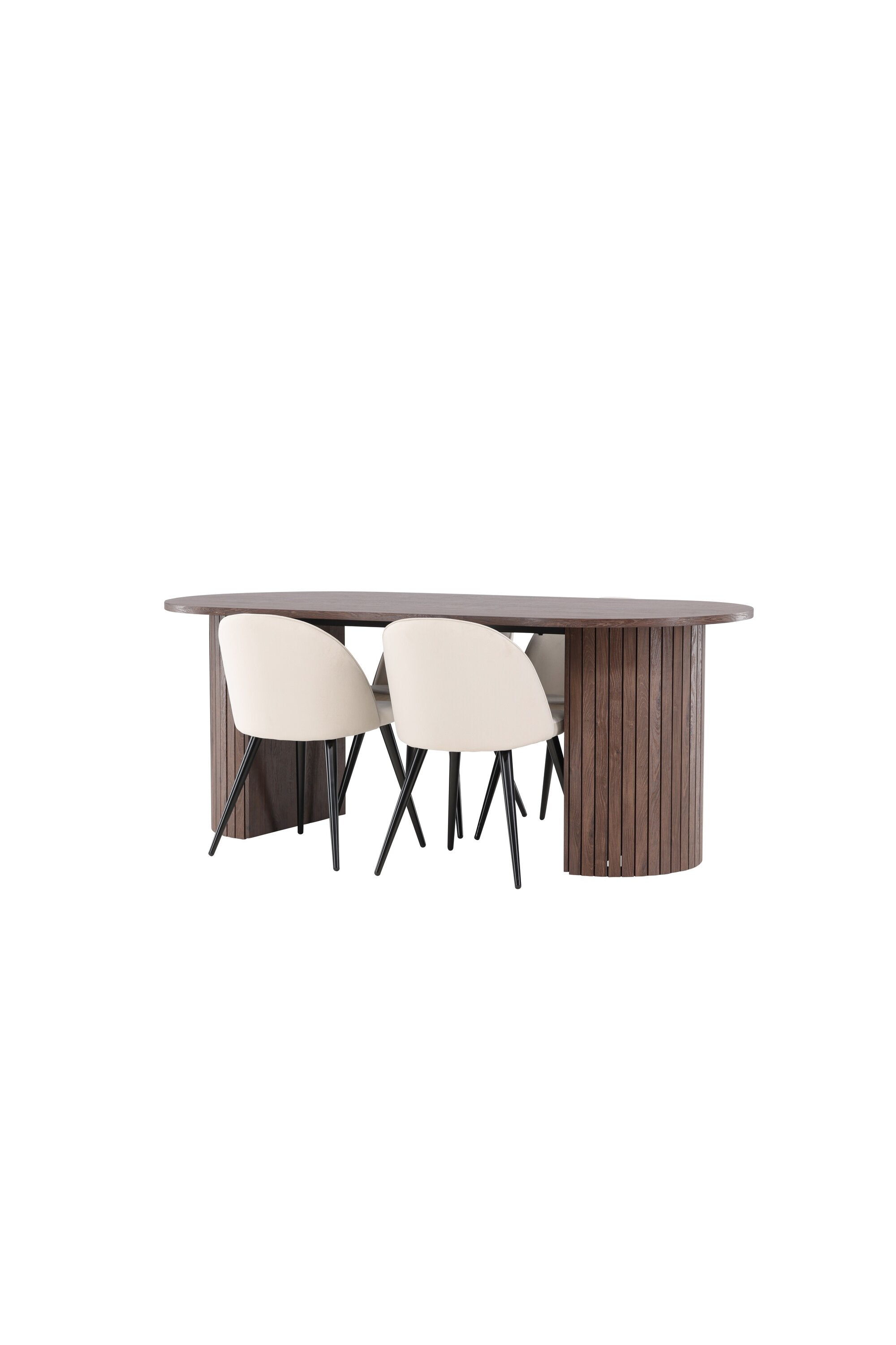 Elegantes Esstischset bestehend aus dem Härön Esstisch und einem stilvollen Velvet Esszimmerstuhl von Venture Home.