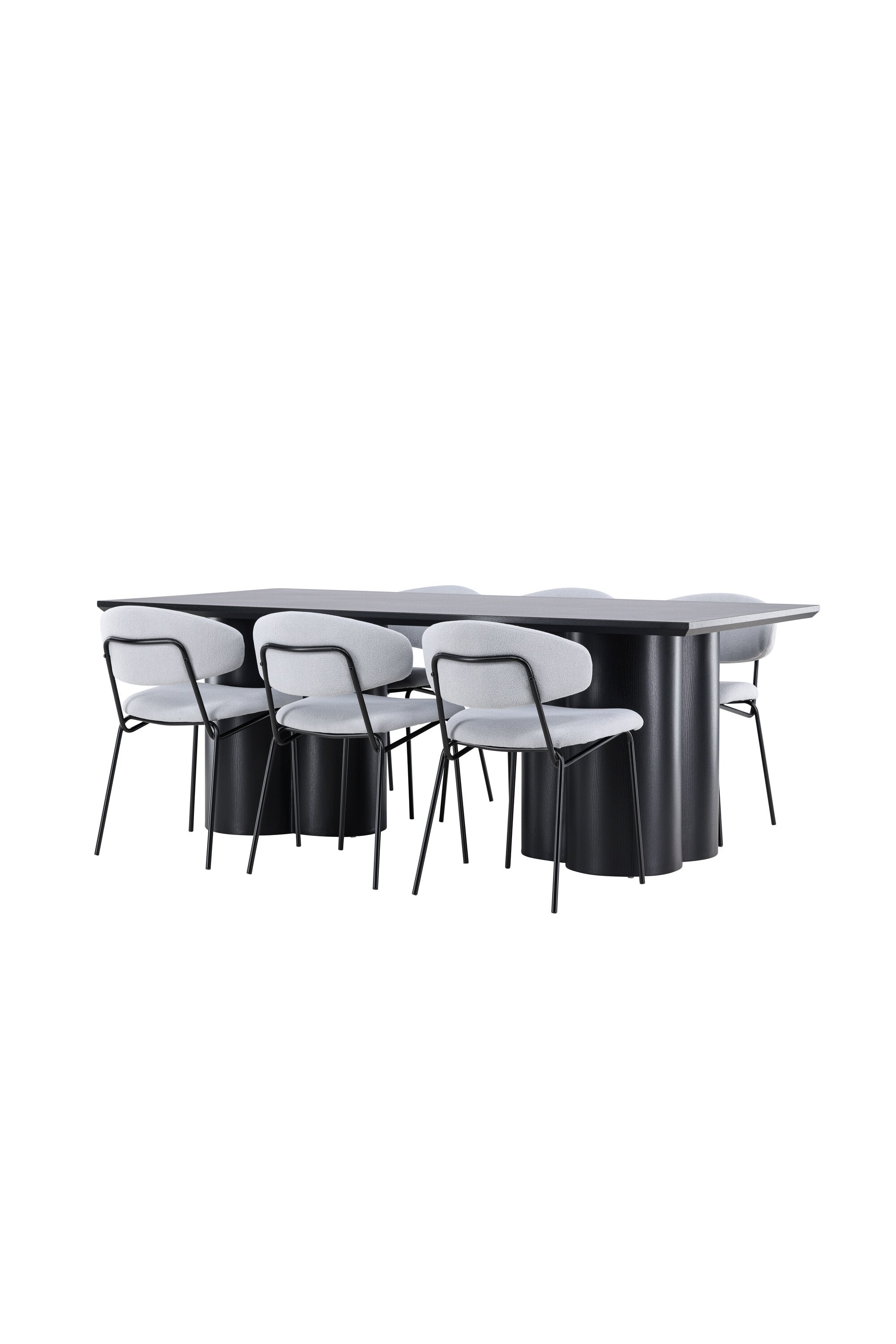 Elegantes Esstischset bestehend aus dem Olivia Esstisch und Chico Stühlen, ideal für stilvolle Essbereiche und gesellige Zusammenkünfte.