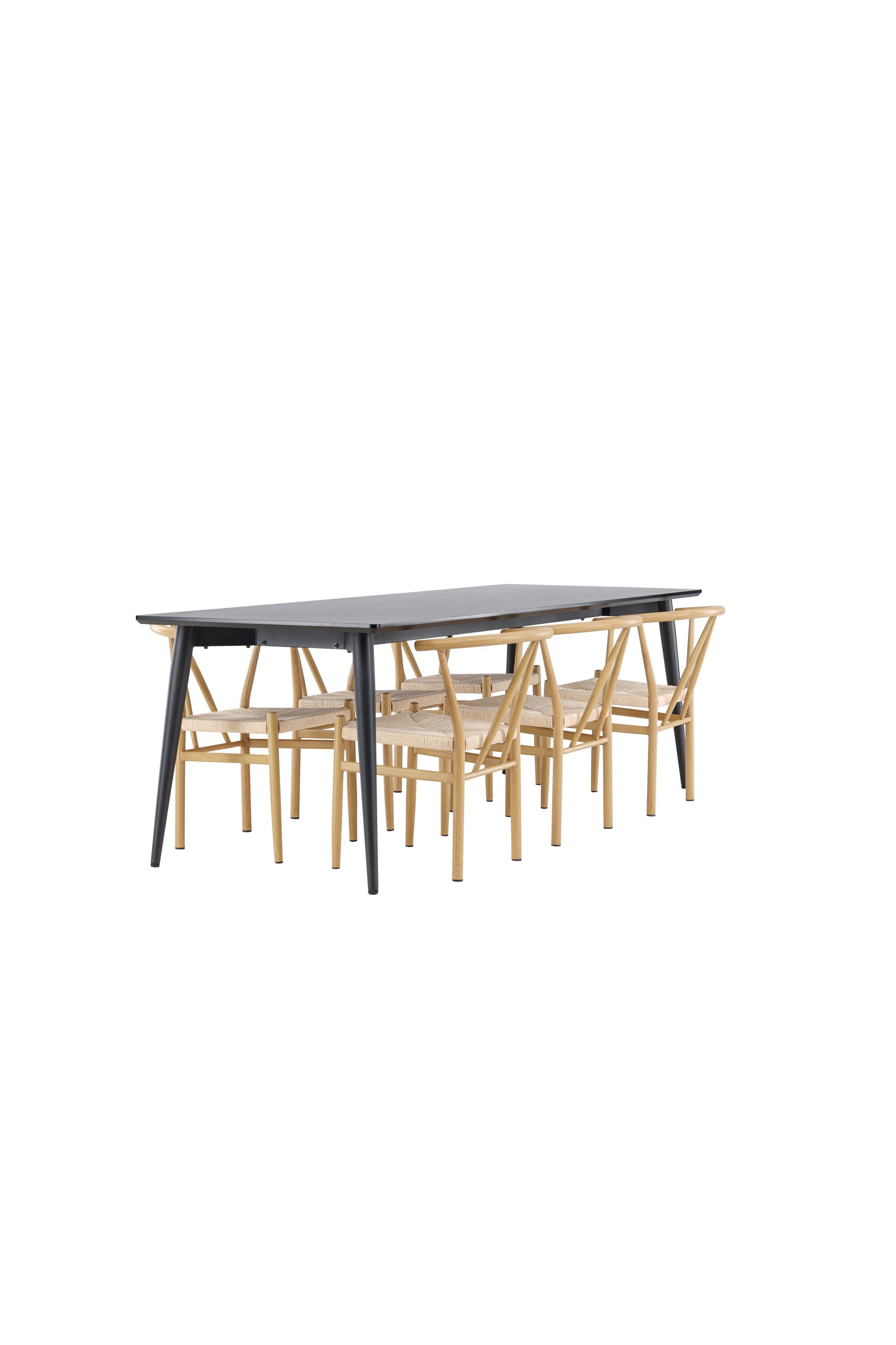 Stilvolles Esstischset mit dem modernen Ellis Esstisch und dem bequemen Alfons Esszimmerstuhl, perfekt für einladende Esszimmer.