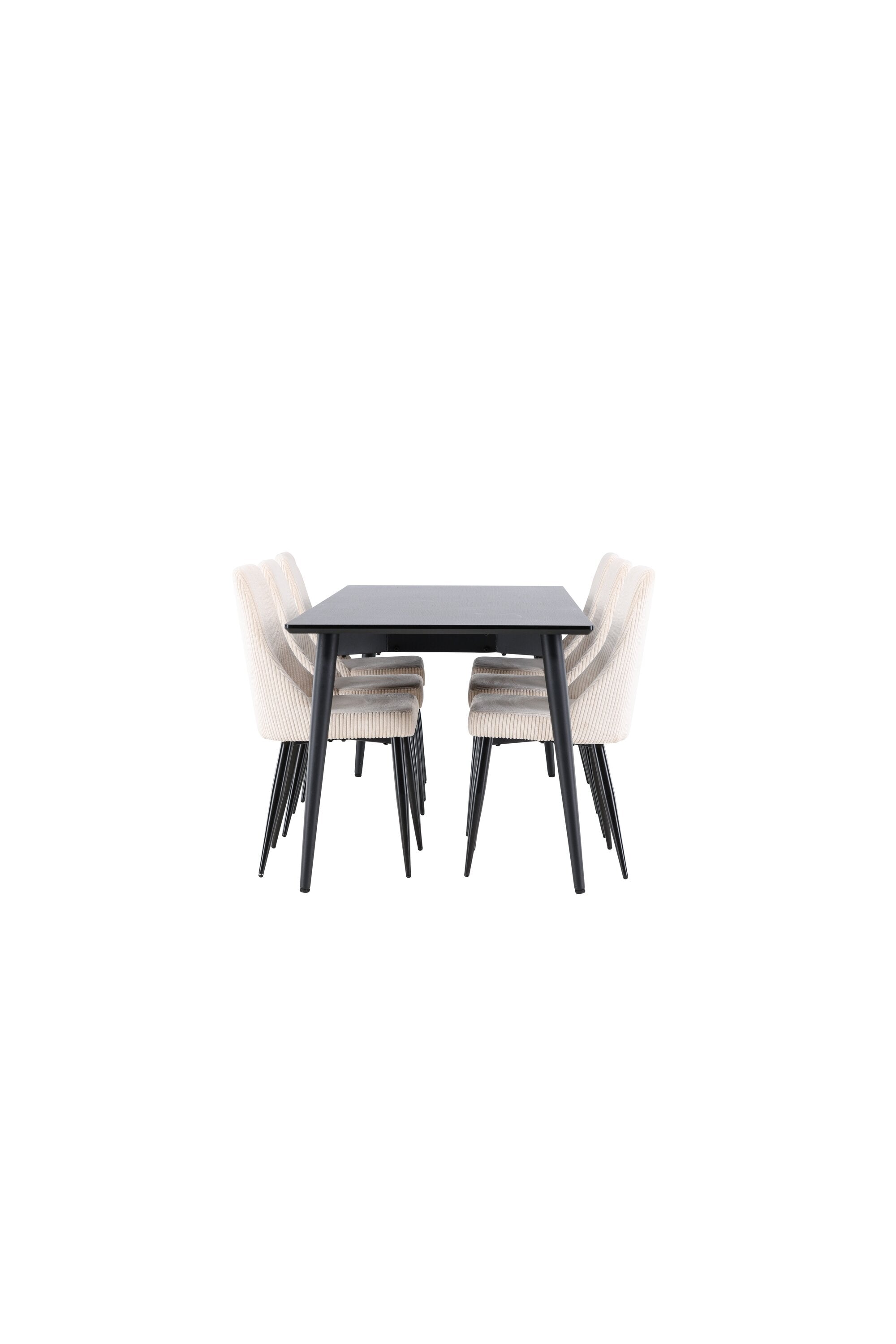 Elegantes Esstischset bestehend aus dem Ellis Esstisch und den Leone Esszimmerstühlen von Venture Home, perfekt für stilvolle Essbereiche.