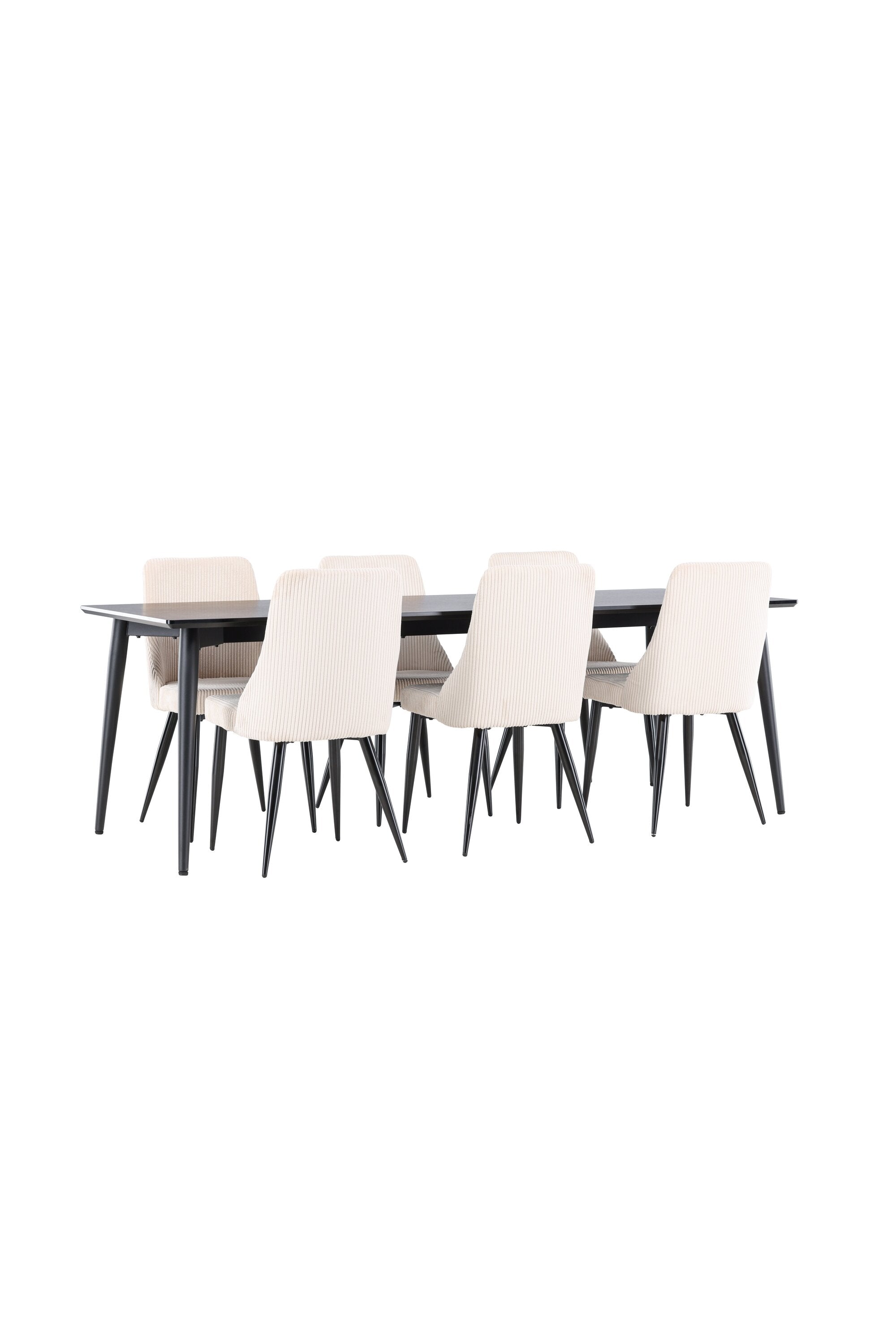 Elegantes Esstischset bestehend aus dem stilvollen Ellis Esstisch und den komfortablen Leone Stühlen von Venture Home, perfekt für jedes Esszimmer.