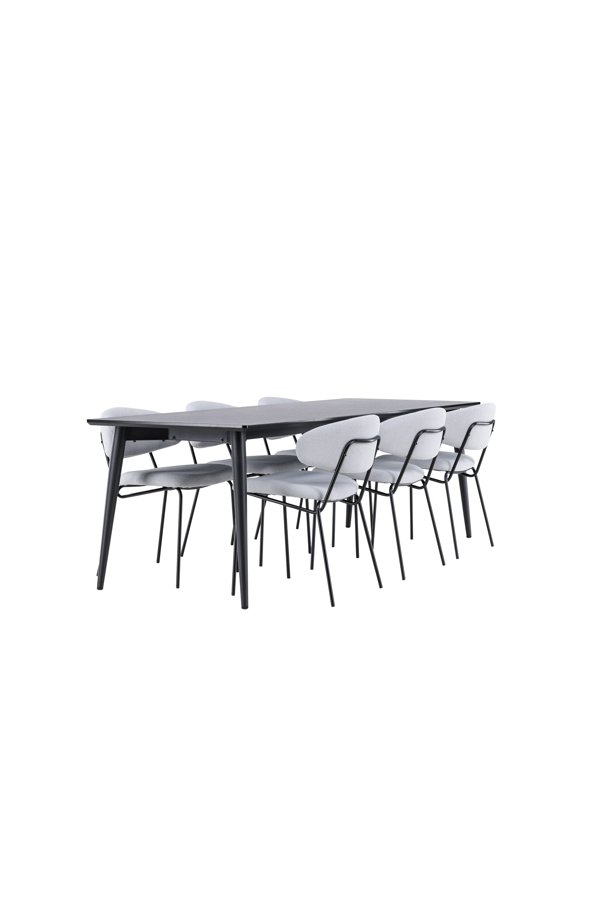 Modernes Esstischset mit dem Ellis Tisch und Chico Stühlen, perfekt für stilvolle Essbereiche und gesellige Zusammenkünfte.