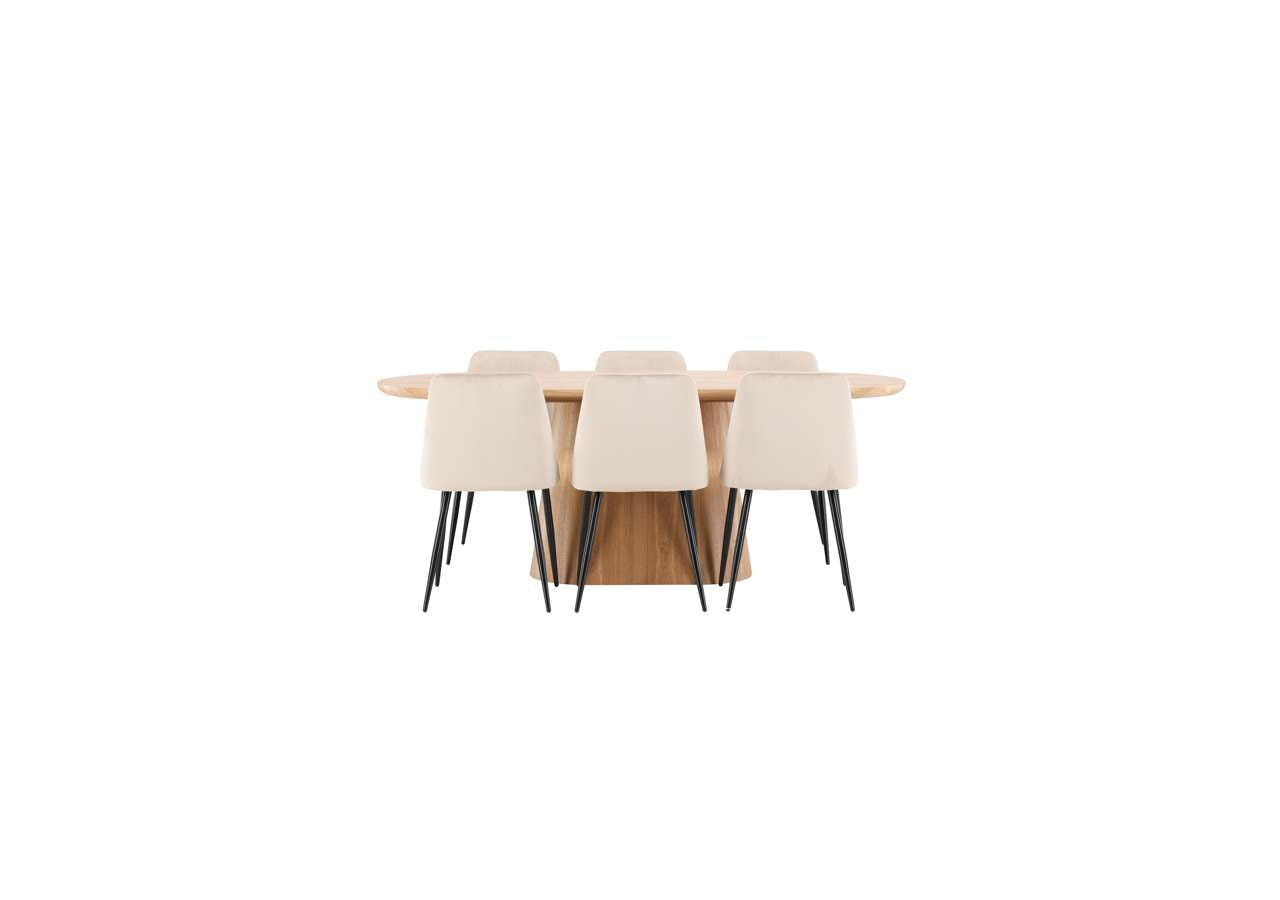 Modernes Esszimmerset bestehend aus dem Esstisch Stjärnö und einem geschmackvollen Nachtstuhl, perfekt für stilvolle Esszimmer.