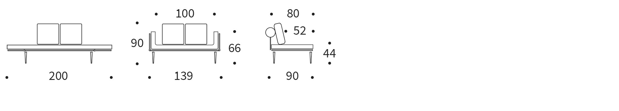 Elegantes Rollo Styletto Klappsofa 80 mit hochwertigem Cover und Gestellbezug, ideal für vielseitige Wohnräume und komfortable Nutzung.