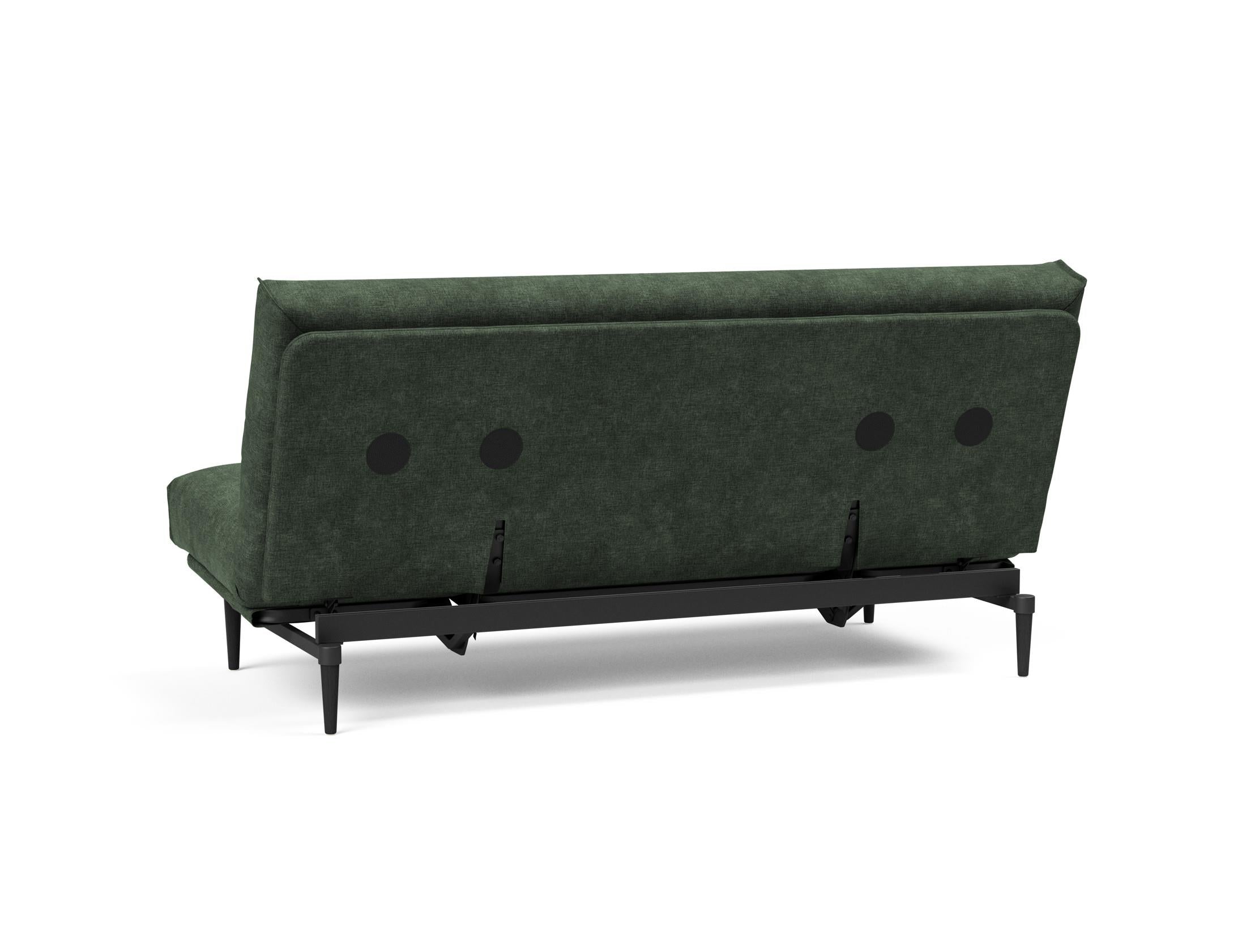 Modernes Bettsofa Colpus 140 in schwarzer Eiche, mit weichem Soft Spring Bezug, ideal für stilvolle und funktionale Wohnkonzepte.