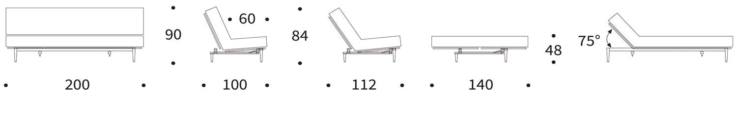 Modernes Colpus Bettsofa in schwarzer Eiche, ideal für stilvolle Wohnräume, mit weichem Soft Spring Bezug für optimalen Komfort.