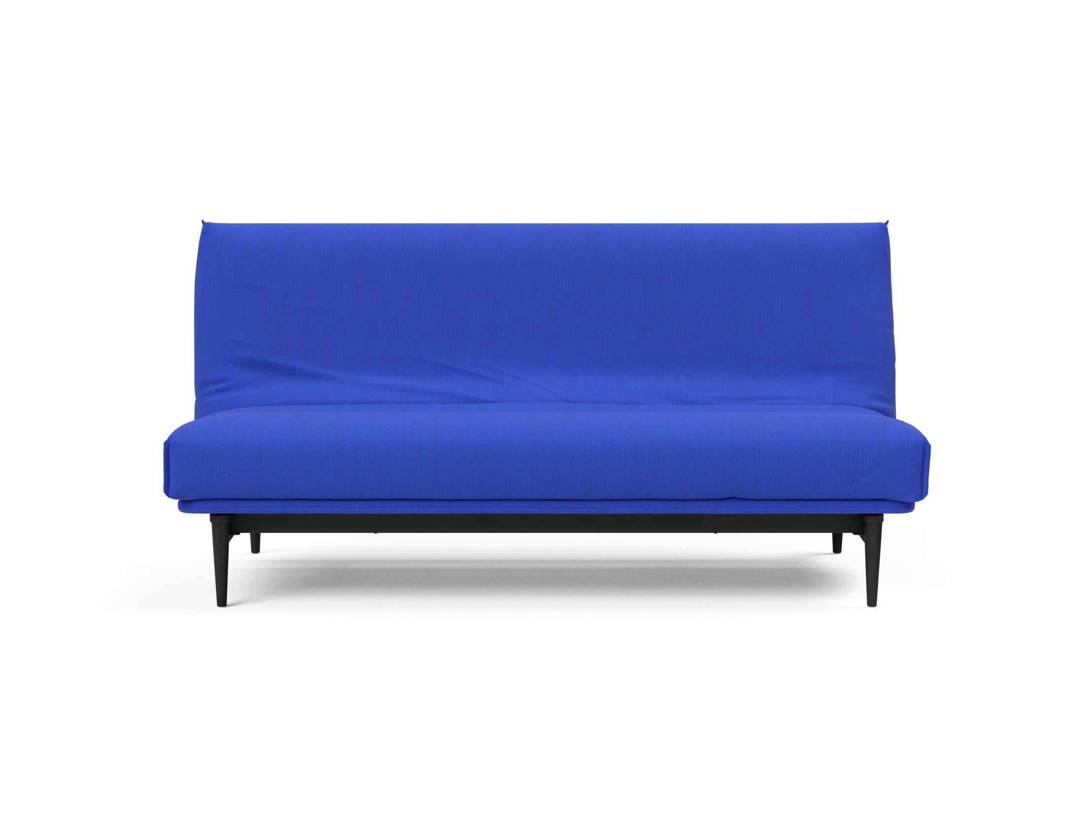 Stylisches Bettsofa Colpus in schwarzer Eiche, ideal für kleine Räume, mit weichem Soft Spring Bezug für optimalen Komfort.