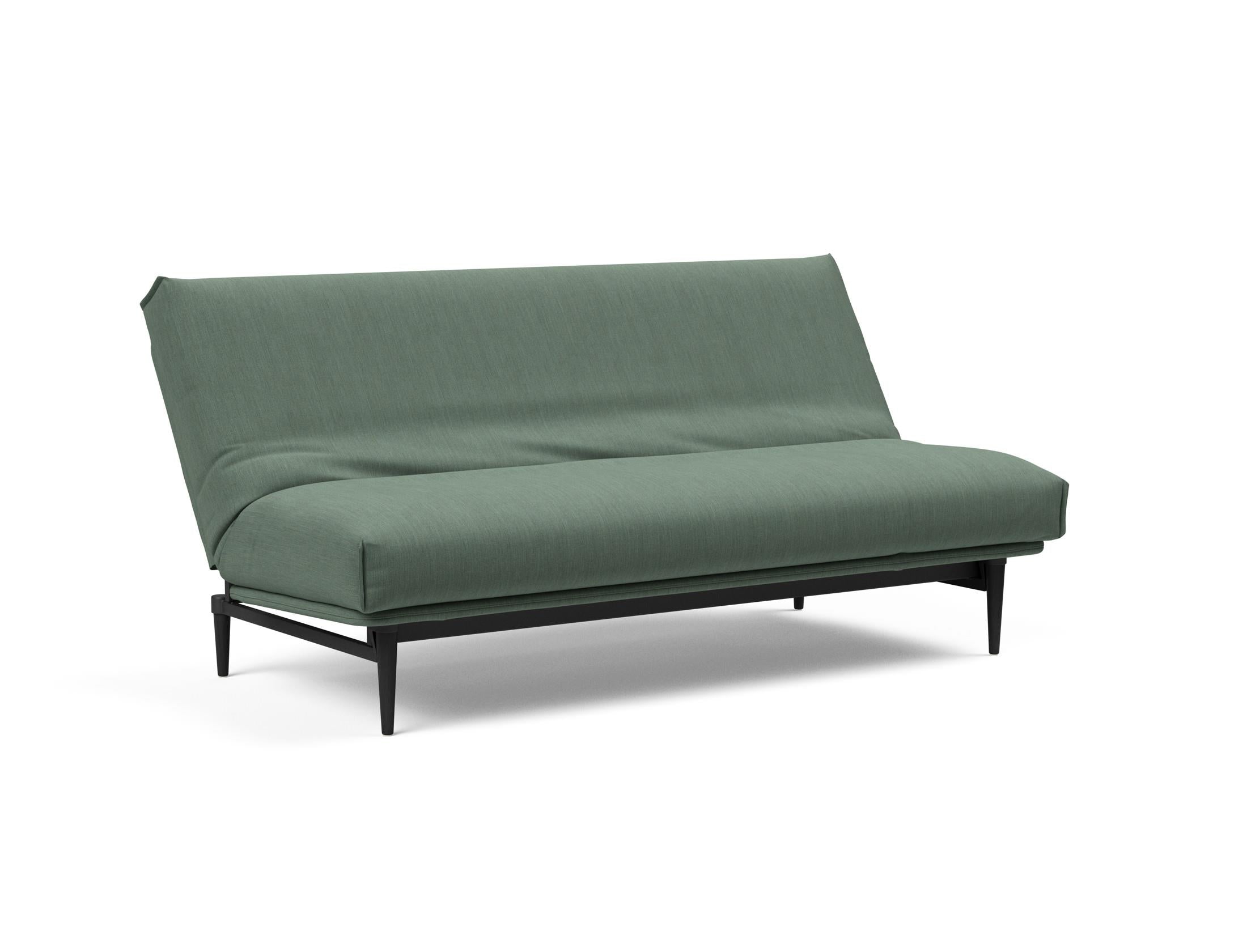 Stylisches Colpus Bettsofa in schwarzer Eiche, mit einem komfortablen Soft Spring Bezug für ein modernes Wohnambiente.