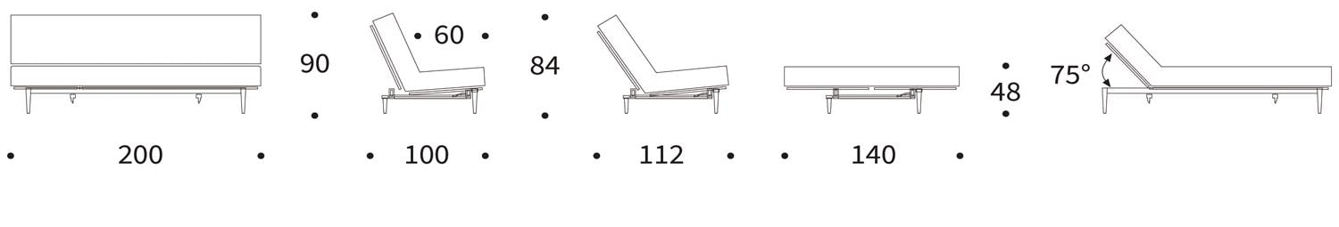Elegantes Bettsofa Colpus in schwarzer Eiche, mit komfortablem Soft Spring Bezug, ideal für moderne und einladende Wohnumgebungen.