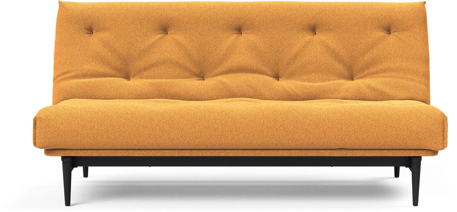Stylisches Colpus Bettsofa in Nordic Eiche schwarz, ideal für kompakte Wohnräume. Kombiniert elegantes Design mit praktischer Nutzung.