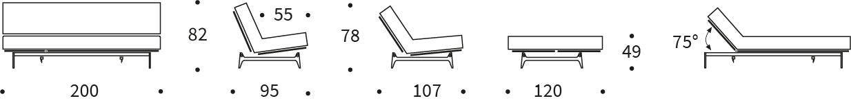 Elegantes Aslak 120 Bettsofa im Nordic-Stil mit Classic-Gestellbezug, ideal für komfortable Entspannung und modernes Wohnen.