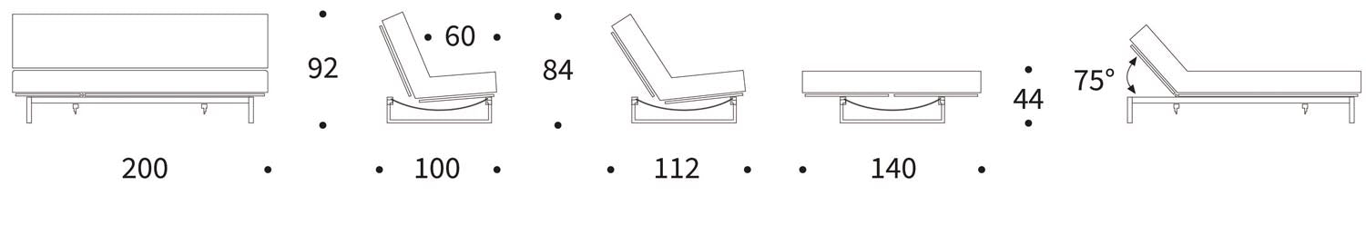 Modernes Fraction 140 Bettsofa von Innovation Living, mit stilvollem Soft Spring Bezug und robustem Gestell für höchsten Sitz- und Liegekomfort.