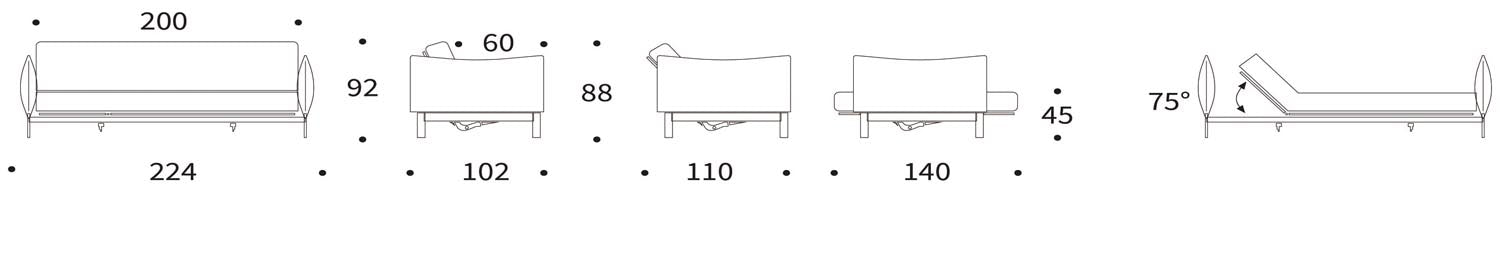 Elegantes Junus 140 Bettsofa mit hochwertigem Sharp Plus Bezug und komfortablem Soft Spring Gestell, ideal für jedes Zuhause.