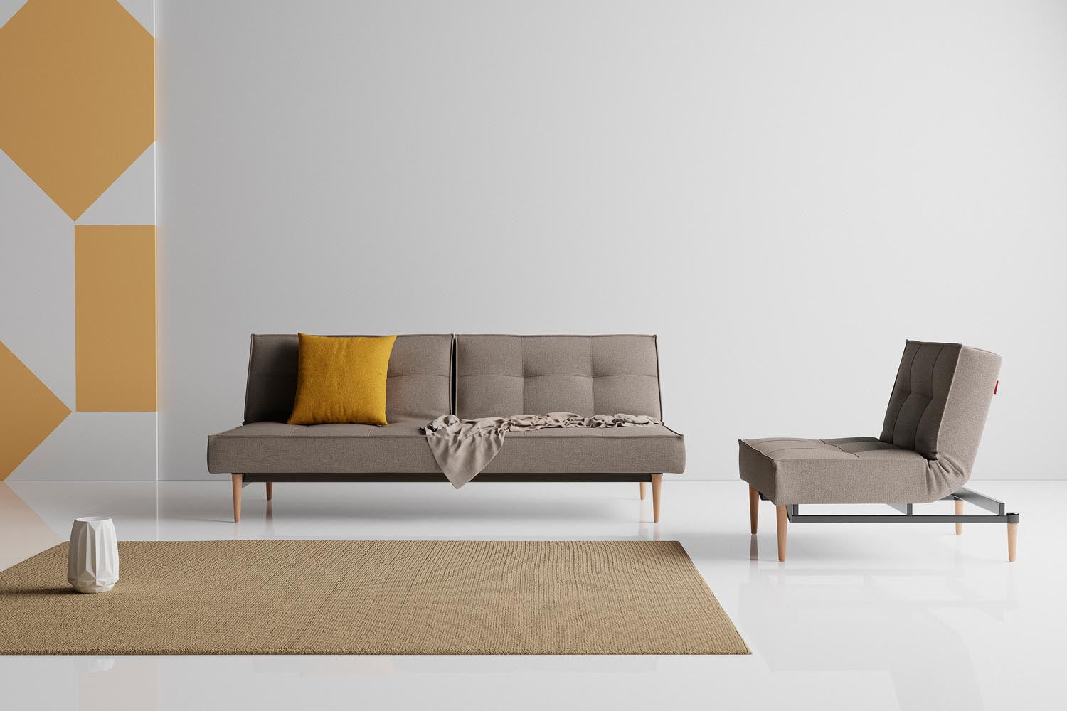 Elegantes Splitback Sofabett 115 Styletto von Innovation Living, ideal für stilvolle Wohnräume und gemütliche Übernachtungen.