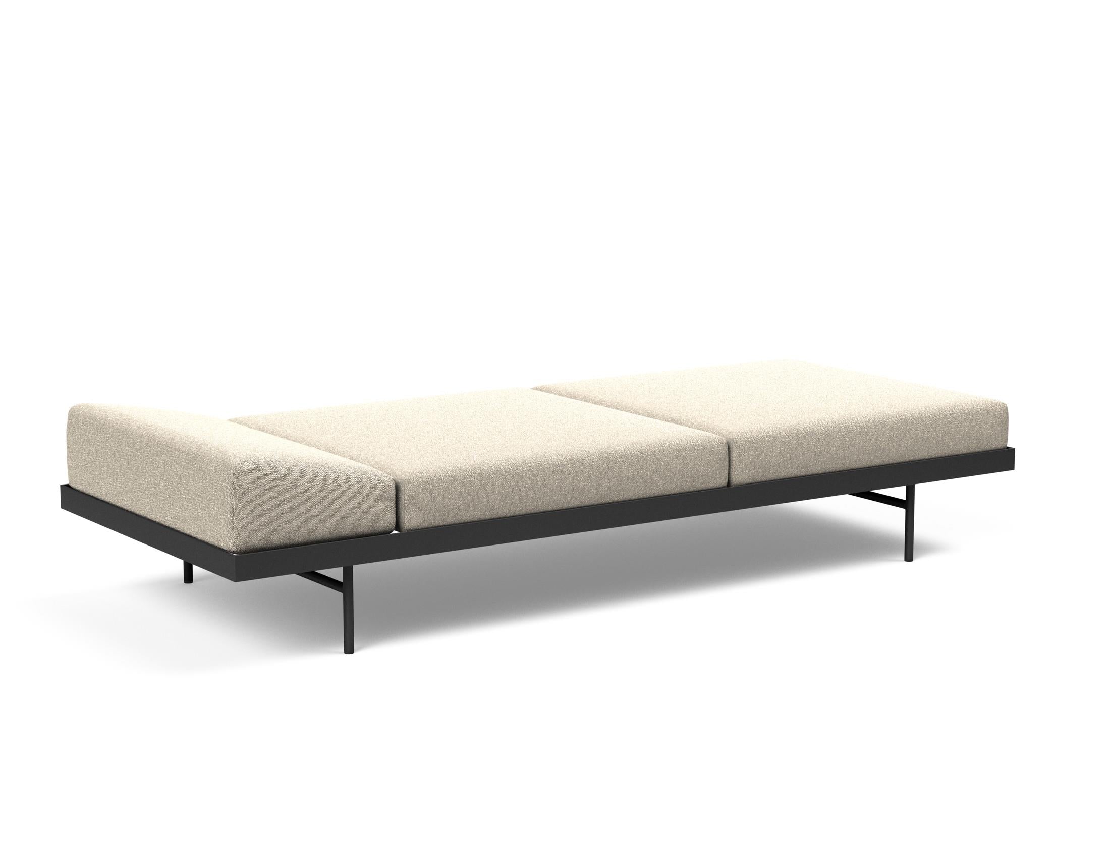 Stylisches Puri Klappsofa von Innovation Living, ideal für kompakte Wohnräume, mit praktischem Tisch für zusätzlichen Komfort und Funktionalität.