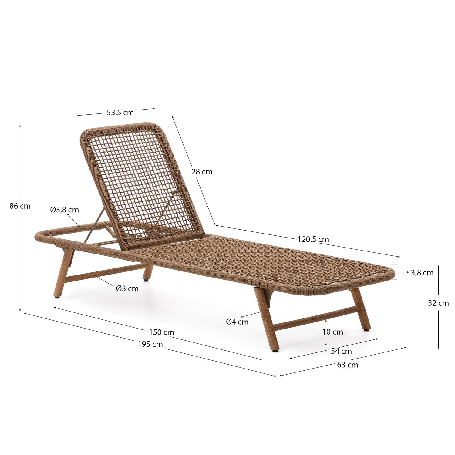 Entspannen Sie stilvoll mit der Dandara Sonnenliege von Kave Home. Robuste Stahlstruktur, edles Akazienholz und beiges Flechtwerk vereinen Komfort und Eleganz.