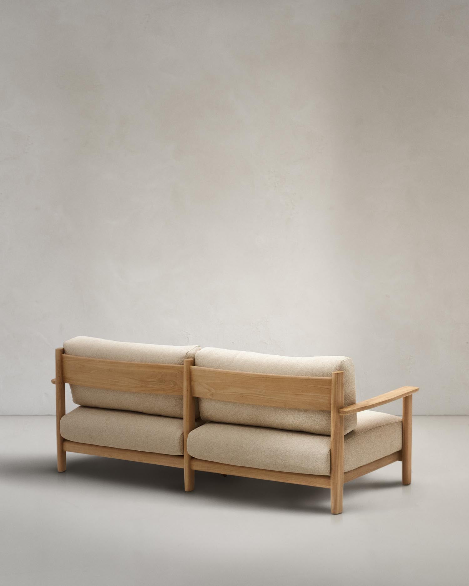 Elegantes Lounge-Sofa für drei Personen aus hochwertigem Teakholz, 212 cm, ideal für umweltbewusste Wohnräume.