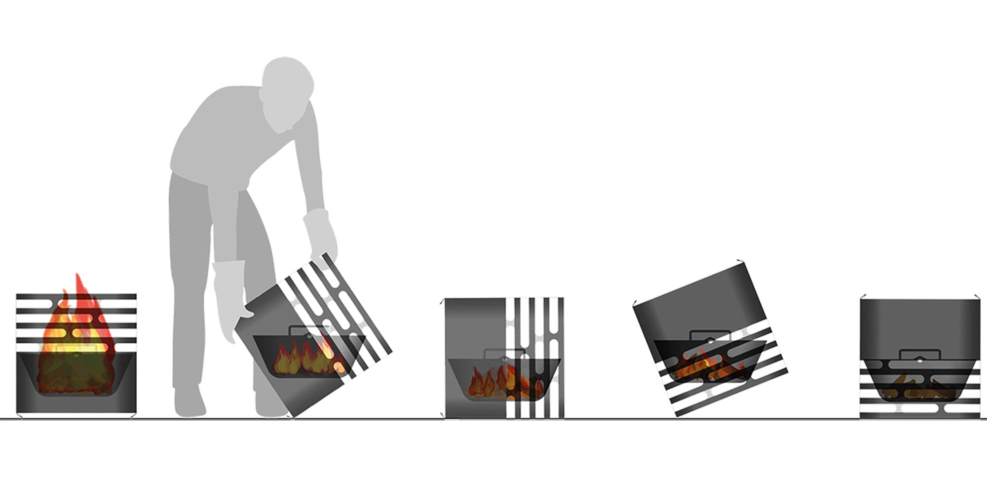 CUBE Feuerkorb in elegantem Schwarz: Genießen Sie sicheres Löschen und multifunktionale Nutzung als Hocker oder Tisch für unvergessliche Outdoor-Momente.