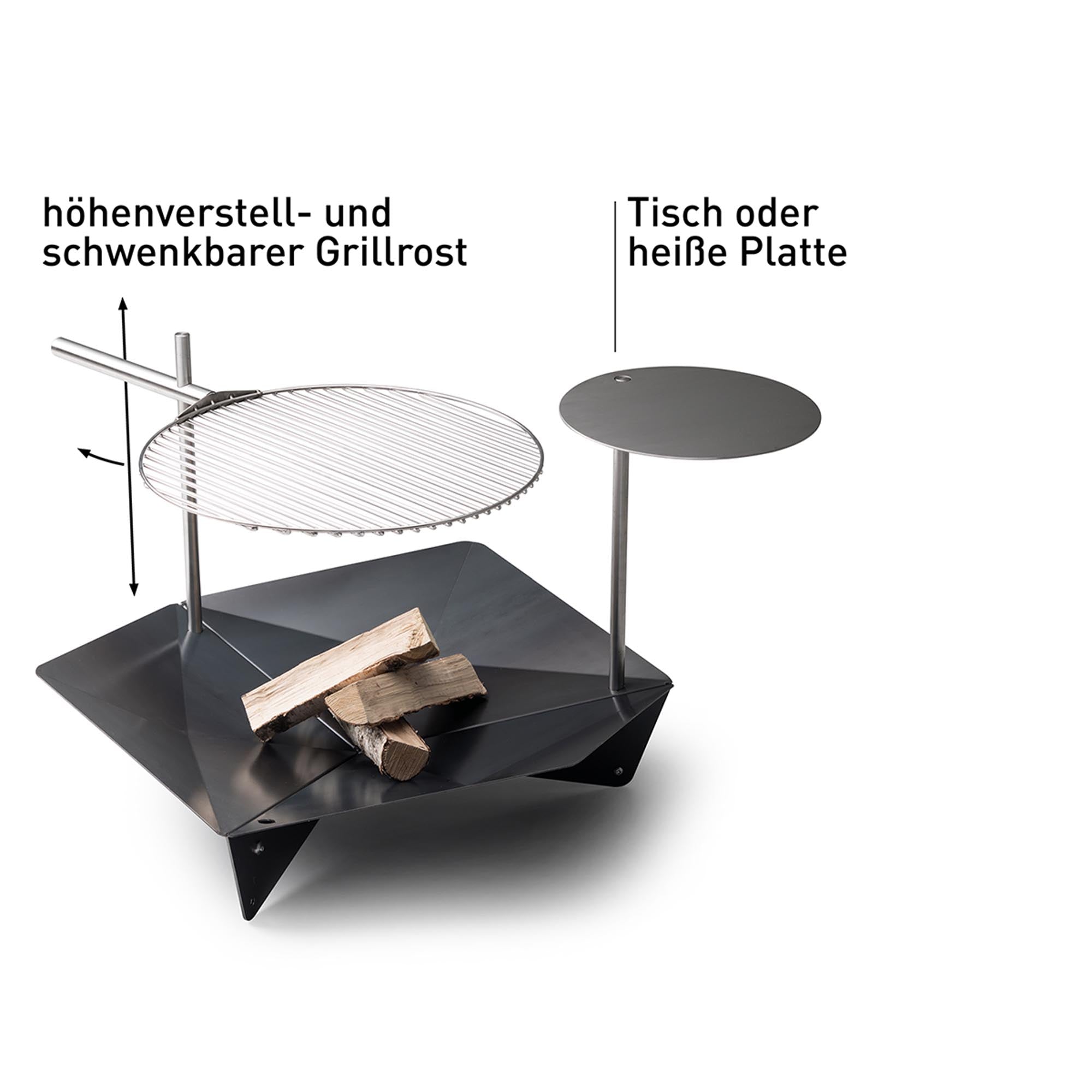Entdecke die TRIPLE 90 Feuerschale aus robustem Cortenstahl – die perfekte Kombination aus Design und Funktionalität für unvergessliche Abende im Freien.