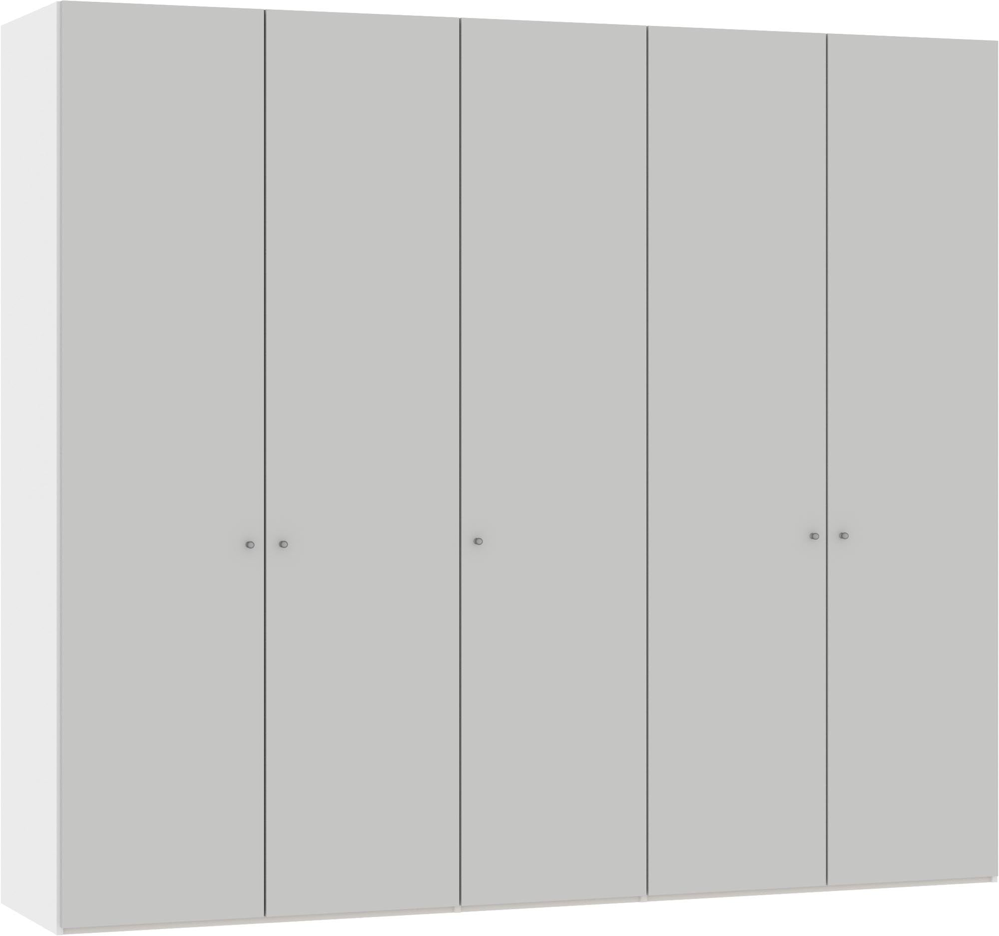 Eleganter Jutzler Drehtürenschrank, 5 Türen, hellgrau, geräumig.
