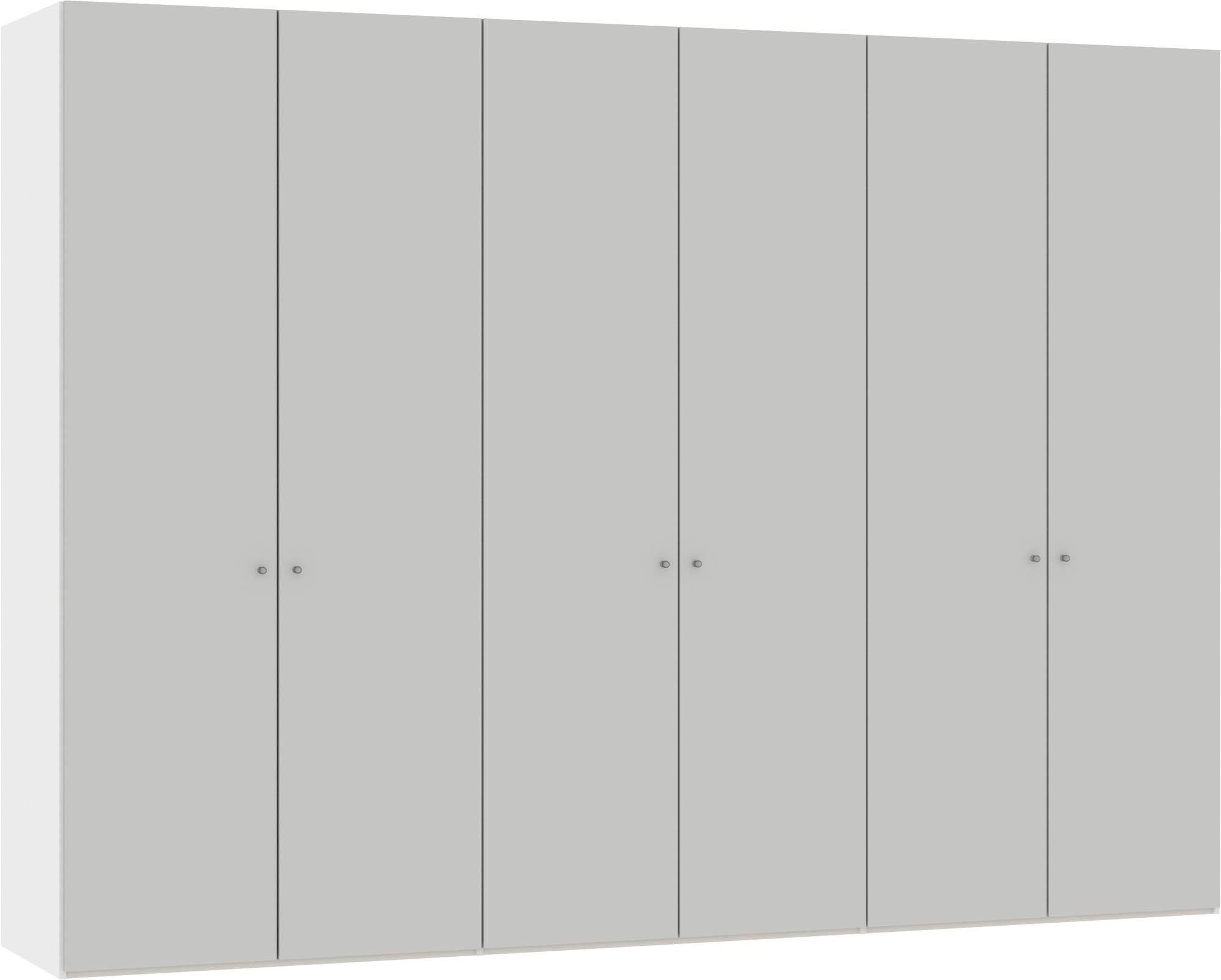 Jutzler 6-türiger Drehtürenschrank in modernem Hellgrau, platzsparend.