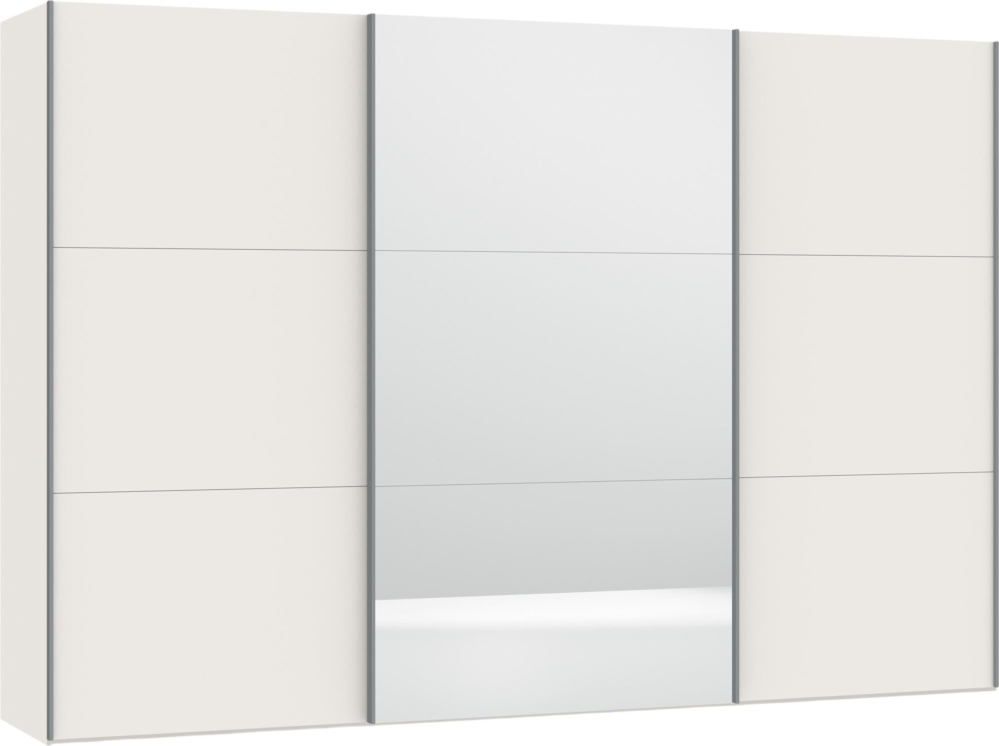 Geräumiger Jutzler Schrank in Cremeweiss mit stilvollem Spiegel-Design.