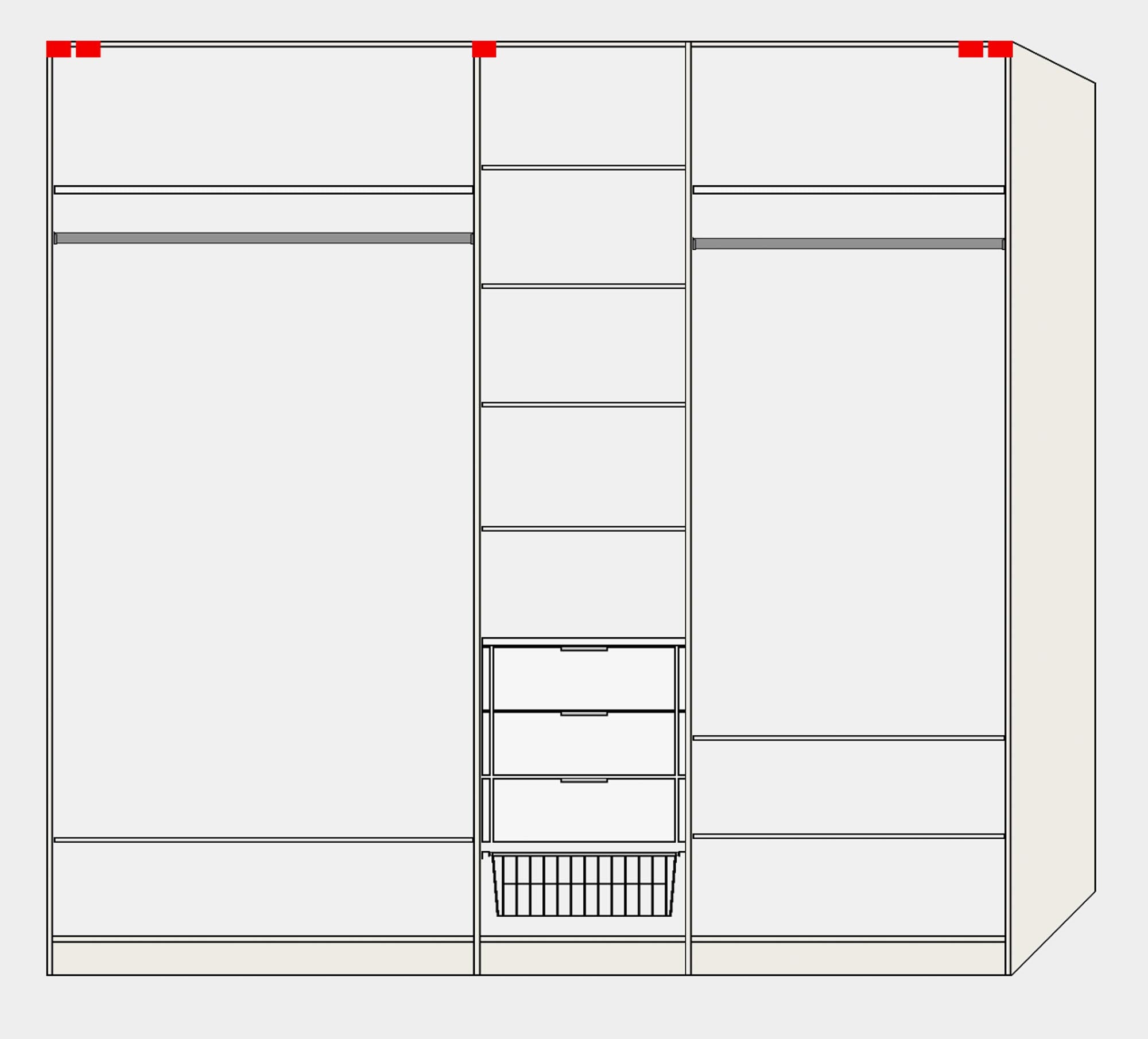 Eleganter Schwebetürenschrank S in Eiche von Jutzler, ideal für individuelle Raumgestaltung und optimalen Stauraum.