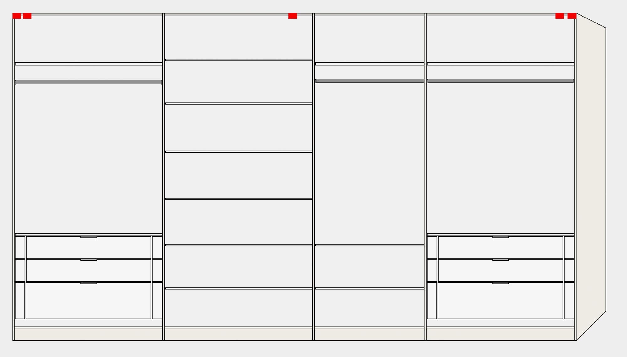 Moderner Schwebetürenschrank in Eiche mit Spiegel, bietet vielseitige Gestaltungsmöglichkeiten und robustes Zubehör von Jutzler für Ihr Zuhause.