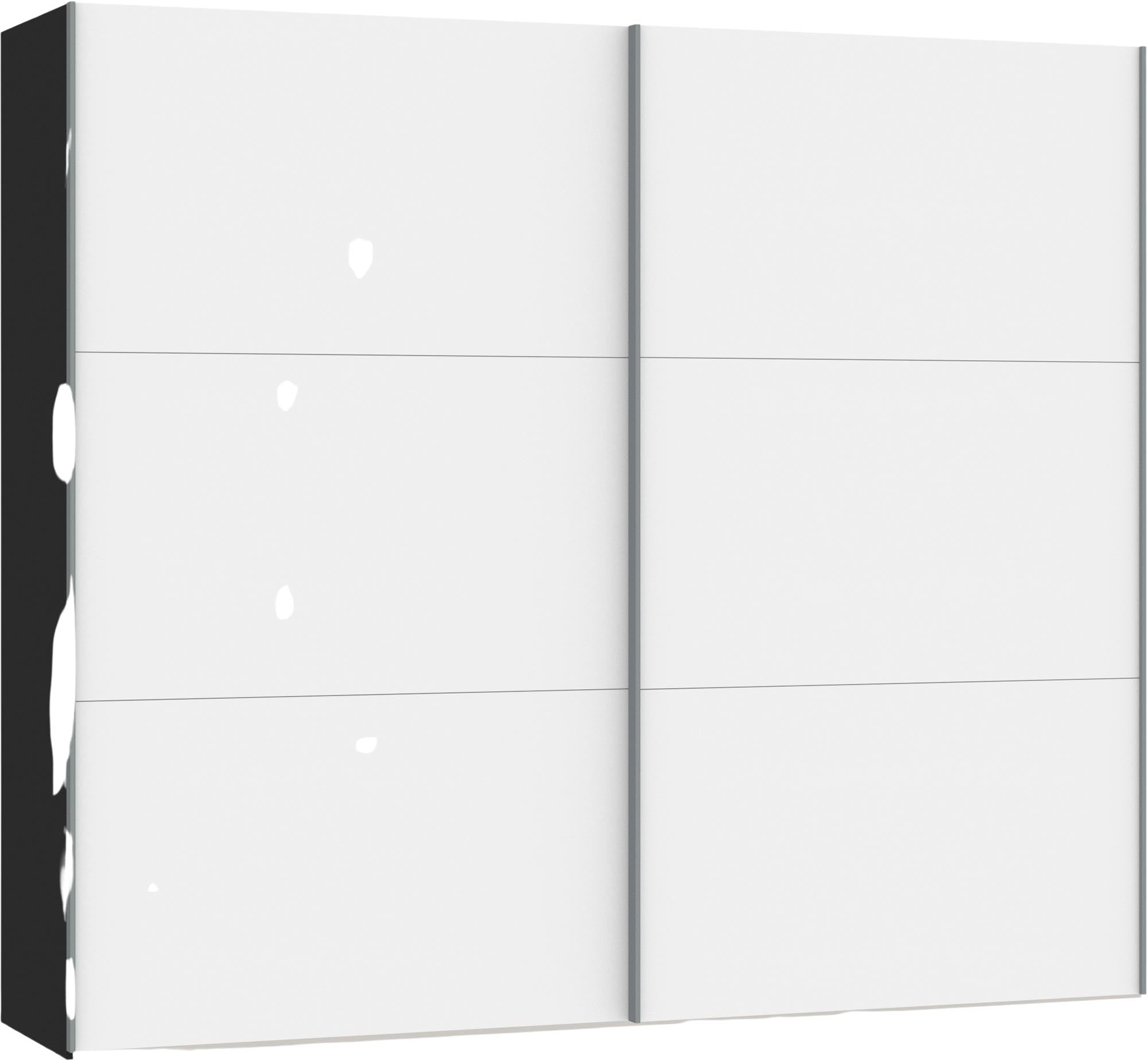 Eleganter Schwebetürenschrank in Premiumweiss von Jutzler, individuell konfigurierbar, stabil und einfach aufzubauen.