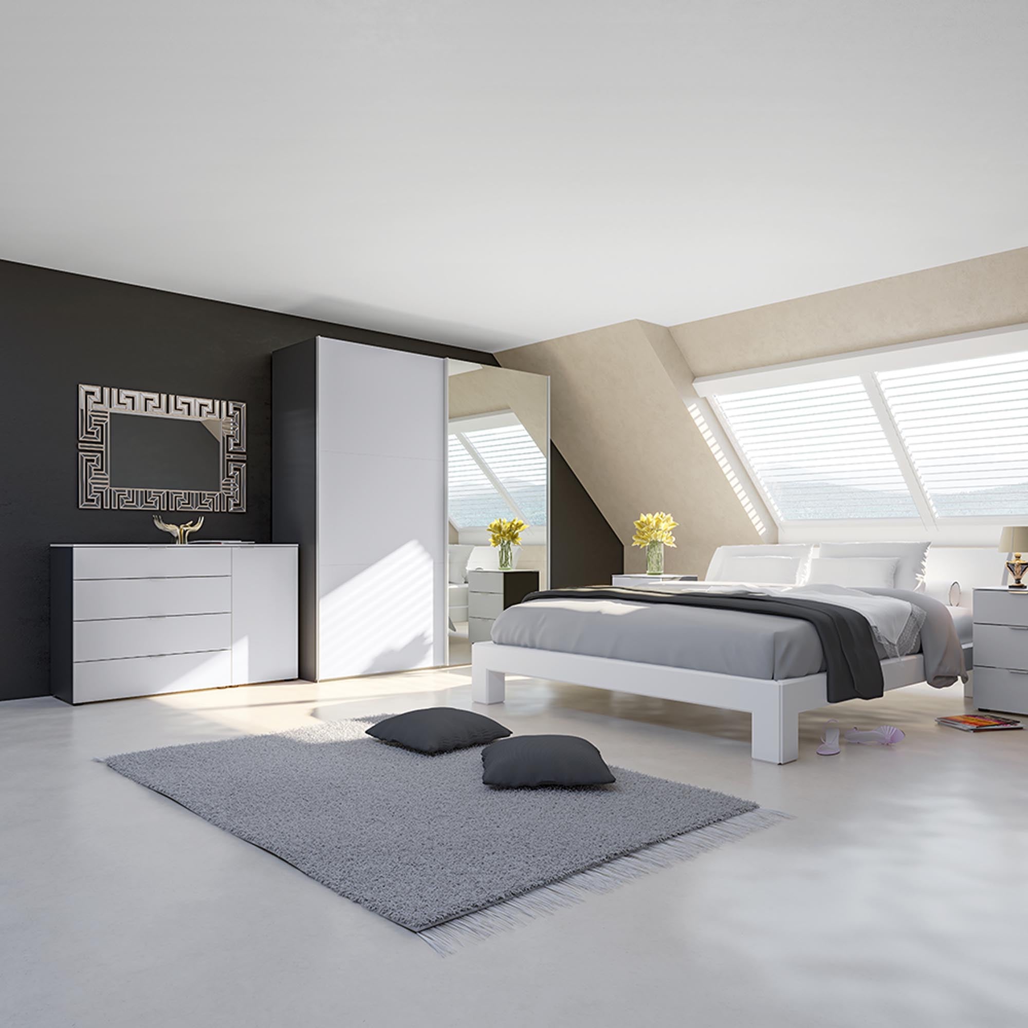 Jutzler Schwebetürenschrank: Premiumweiss mit Spiegel, stilvoll & modern.