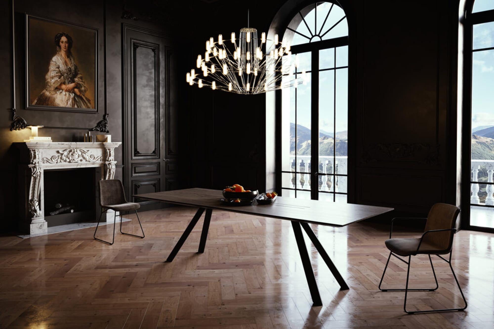 Eleganter Airblade Tisch in Schwarz von Mobimex, perfekt für moderne Esszimmer und gesellige Zusammenkünfte, aus hochwertiger Eiche.