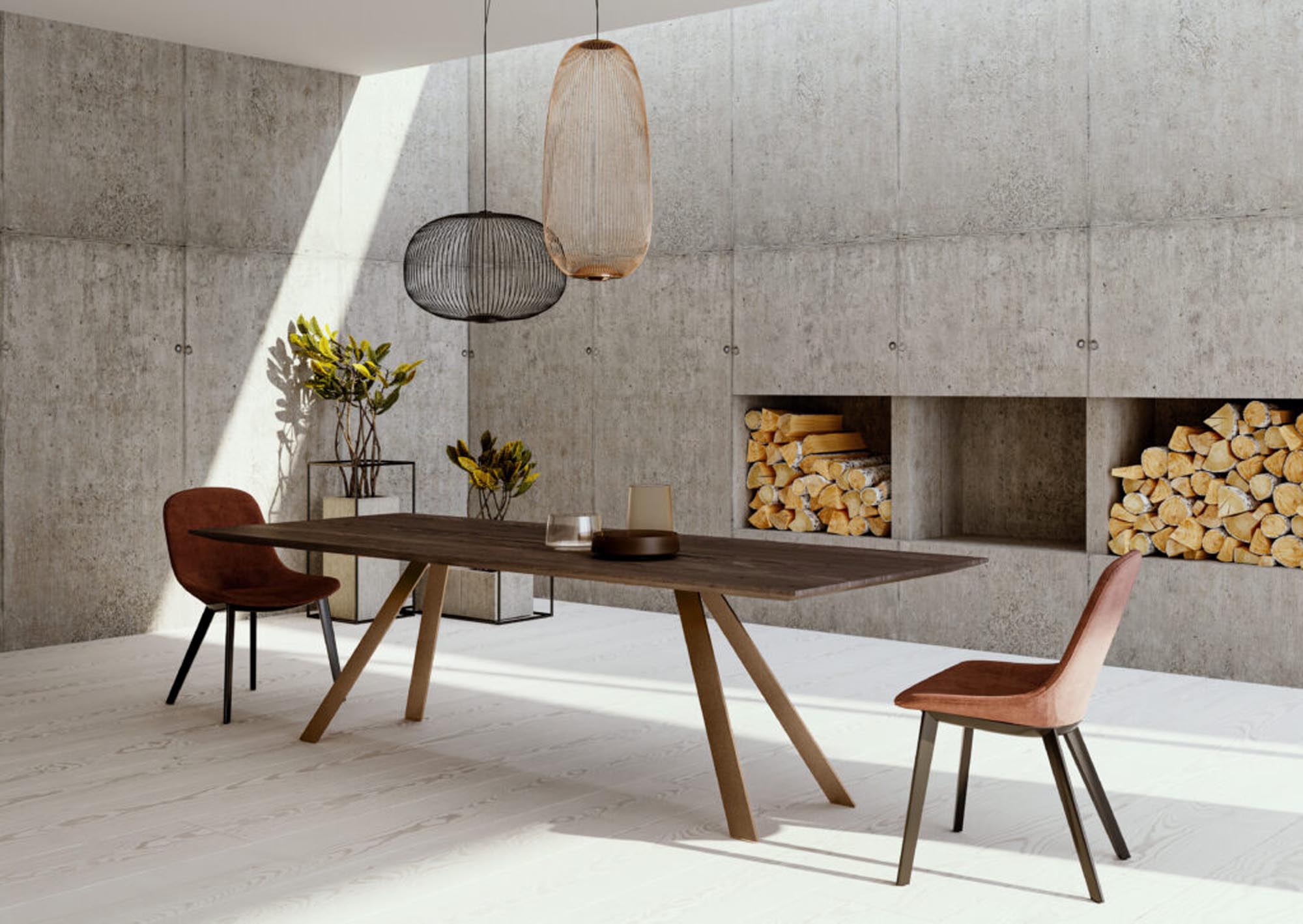 Eleganter Airblade Esstisch in stilvollem Bronze, ideal für gemütliche Essbereiche und gesellige Zusammenkünfte.