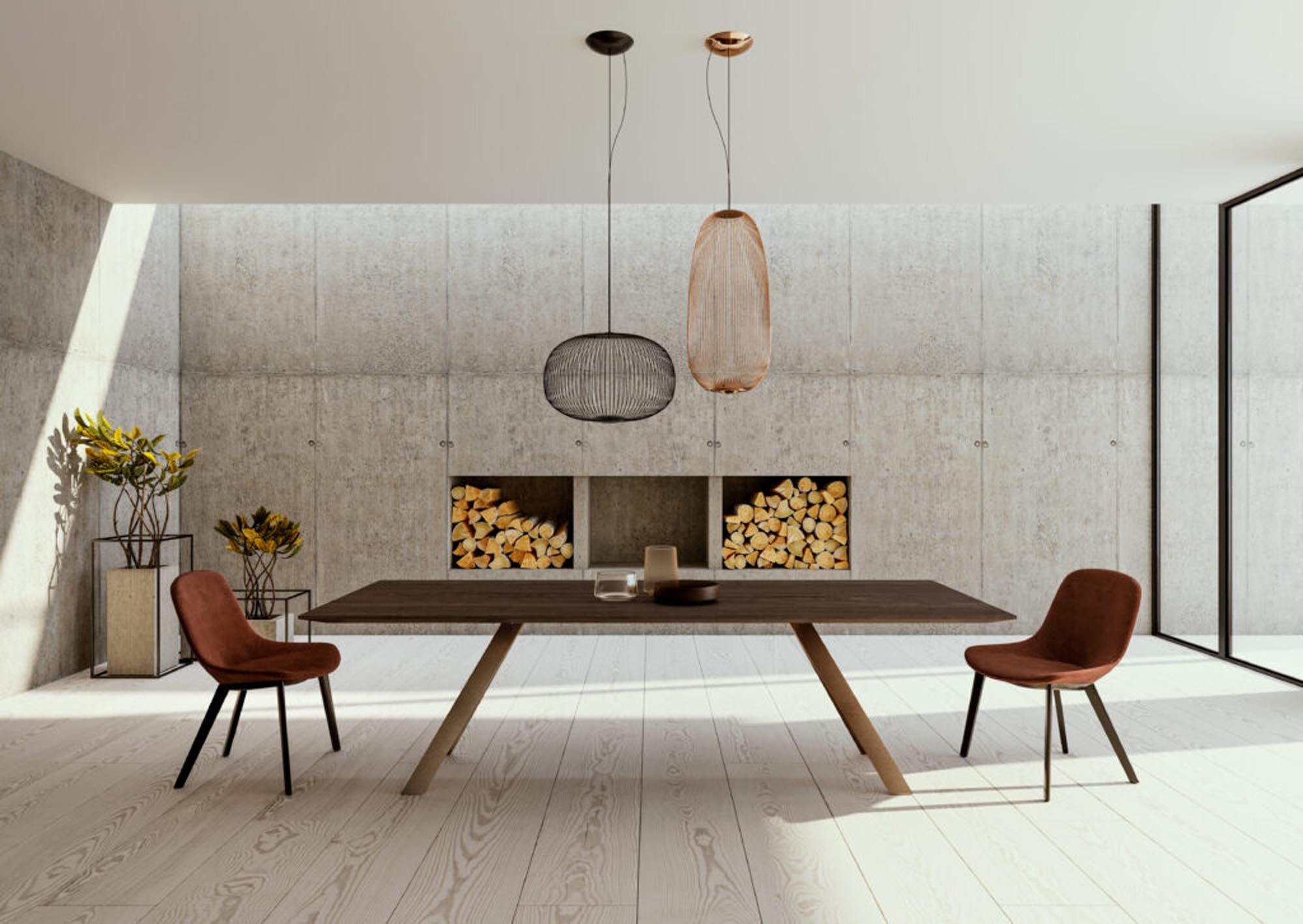 Moderner Esstisch Airblade in edlem Bronze-Finish von Mobimex, ideal für einladende Esszimmer und gesellige Runden.
