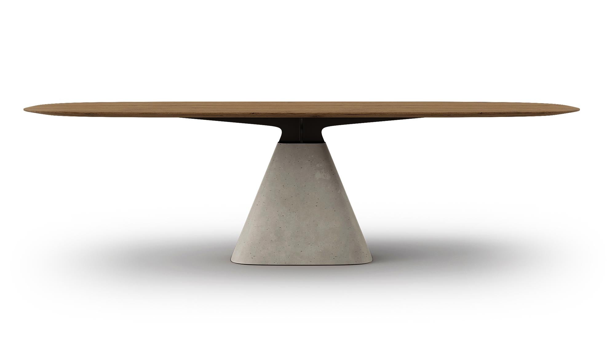 Moderner ovaler Esstisch Bridge in sanftem Creme, perfekt für gemütliche Esszimmer und einladende Dinnerpartys.