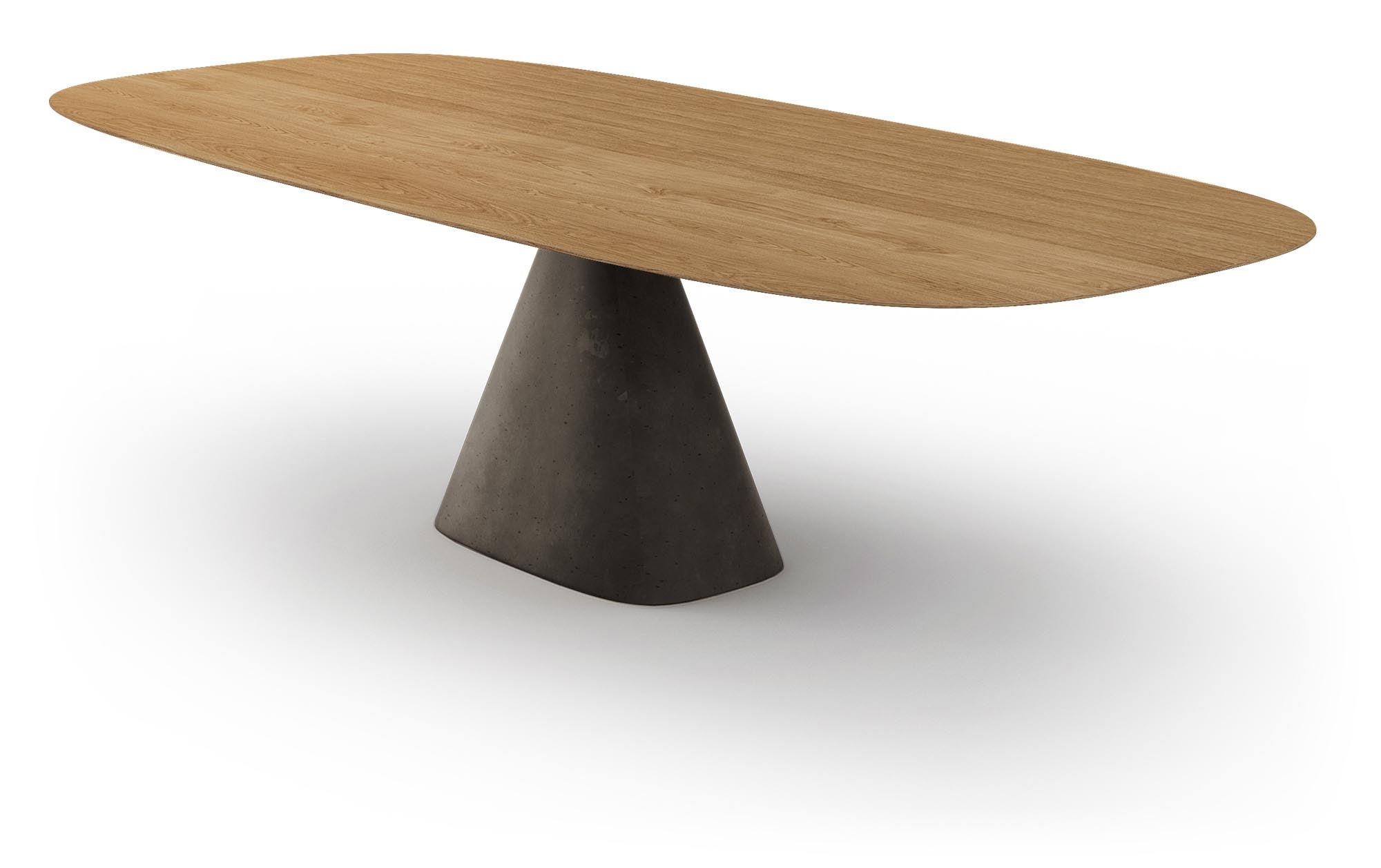 Eleganter ovaler Esstisch Bridge in Anthrazit von Mobimex, ideal für moderne Essbereiche, mit einem stabilen Betonfuß und ansprechender Form.