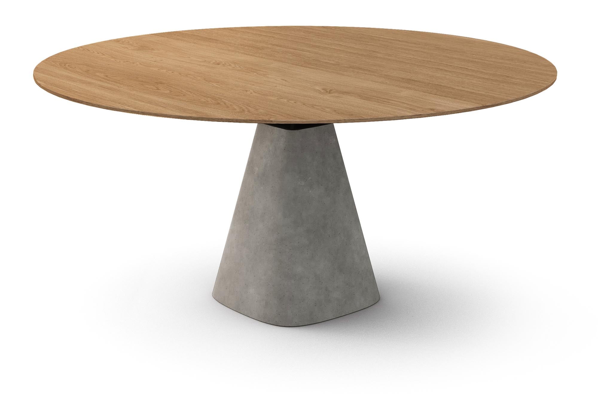 Moderner runder Esstisch Bridge Round in zartem Creme, ideal für gemütliche Essbereiche und einladende Dinnerpartys.